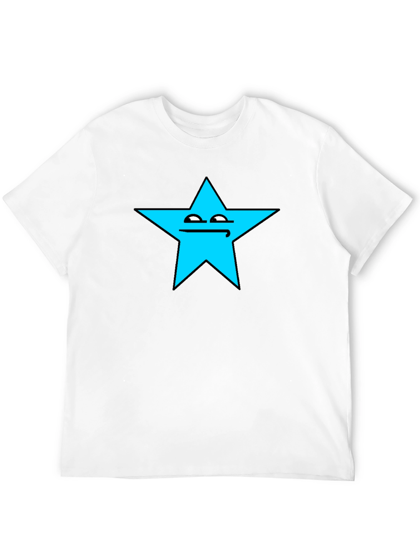 Black Funny Star Face Graphic T-Shirt - Black Cotton Tee view 12