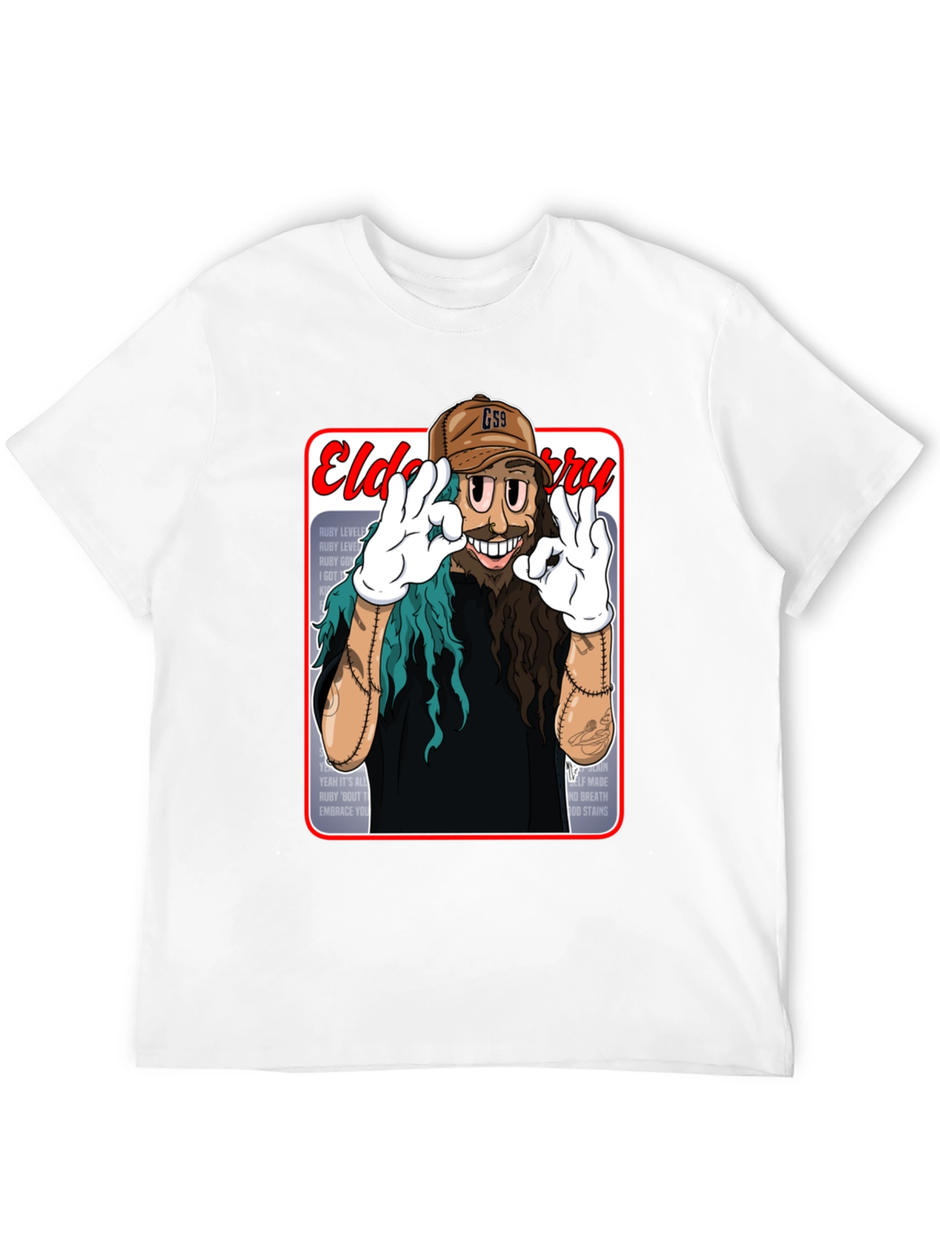 Black Eldo Berry Cartoon Style Black T-Shirt view 12