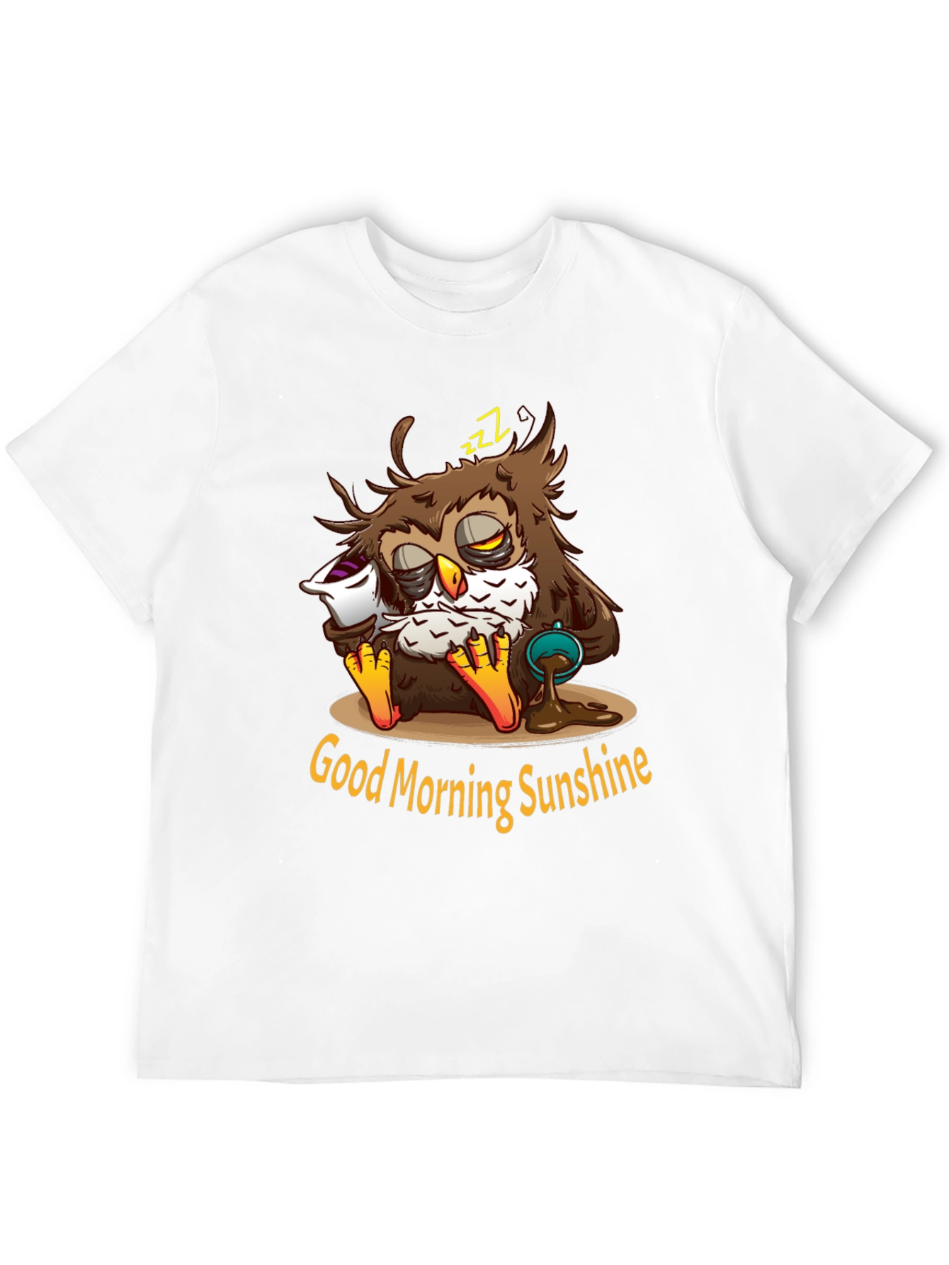 Black Funny Sleepy Owl Coffee T-Shirt - Good Morning Sunshine view 12