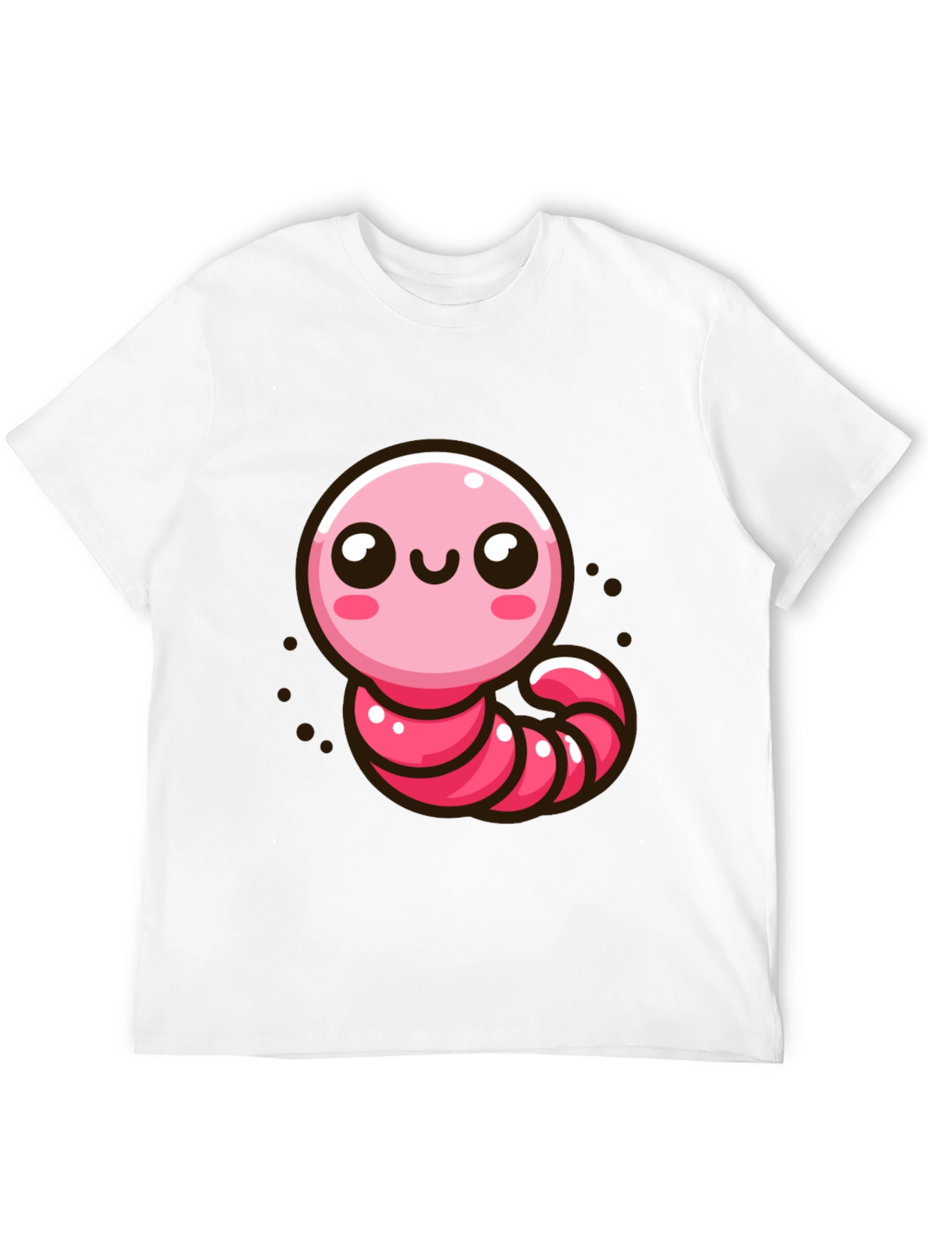 Black Cute Pink Worm Graphic T-Shirt view 12