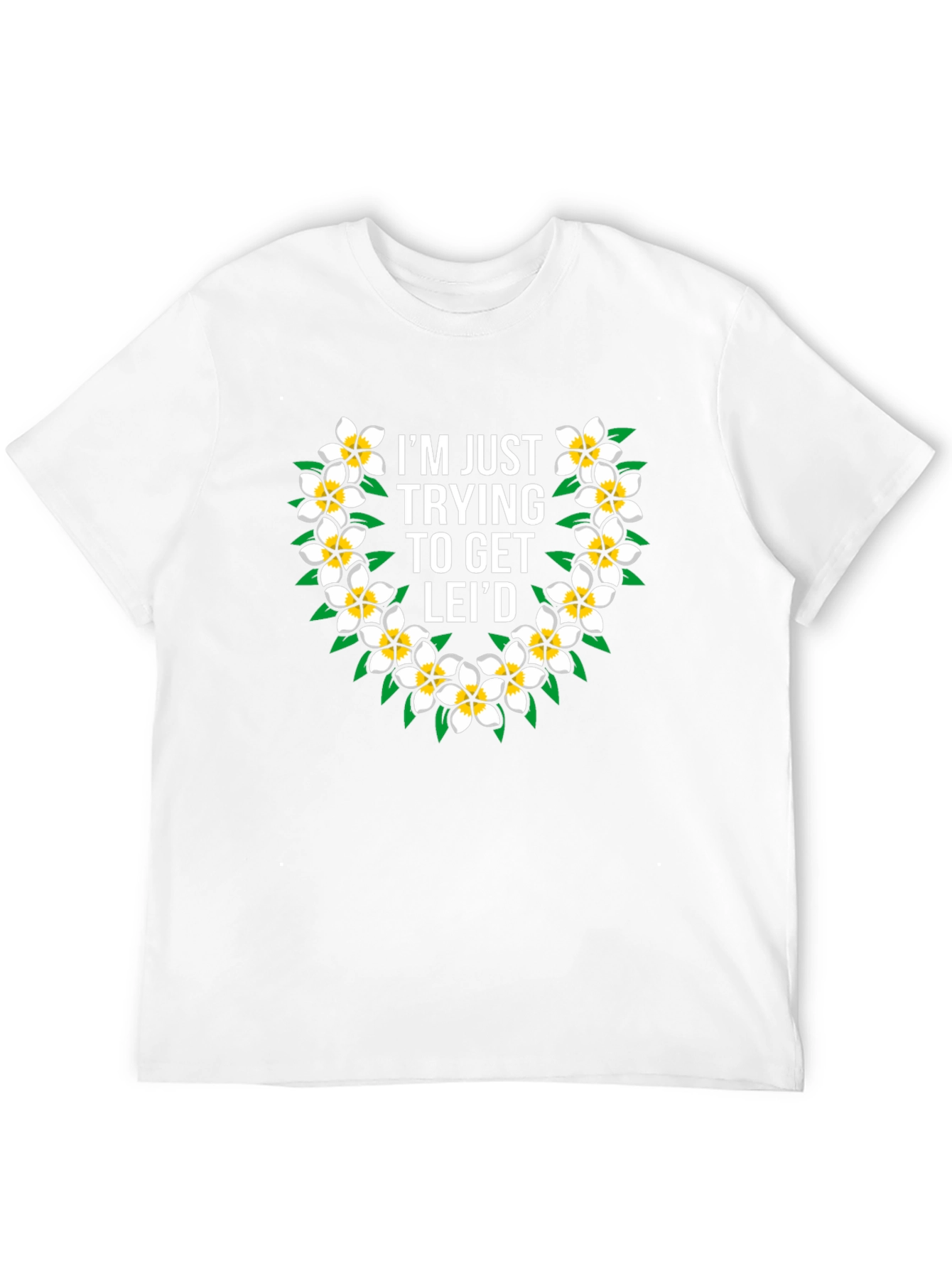 Black Funny Hawaiian Flower Lei T-Shirt - Get Lei'd view 12