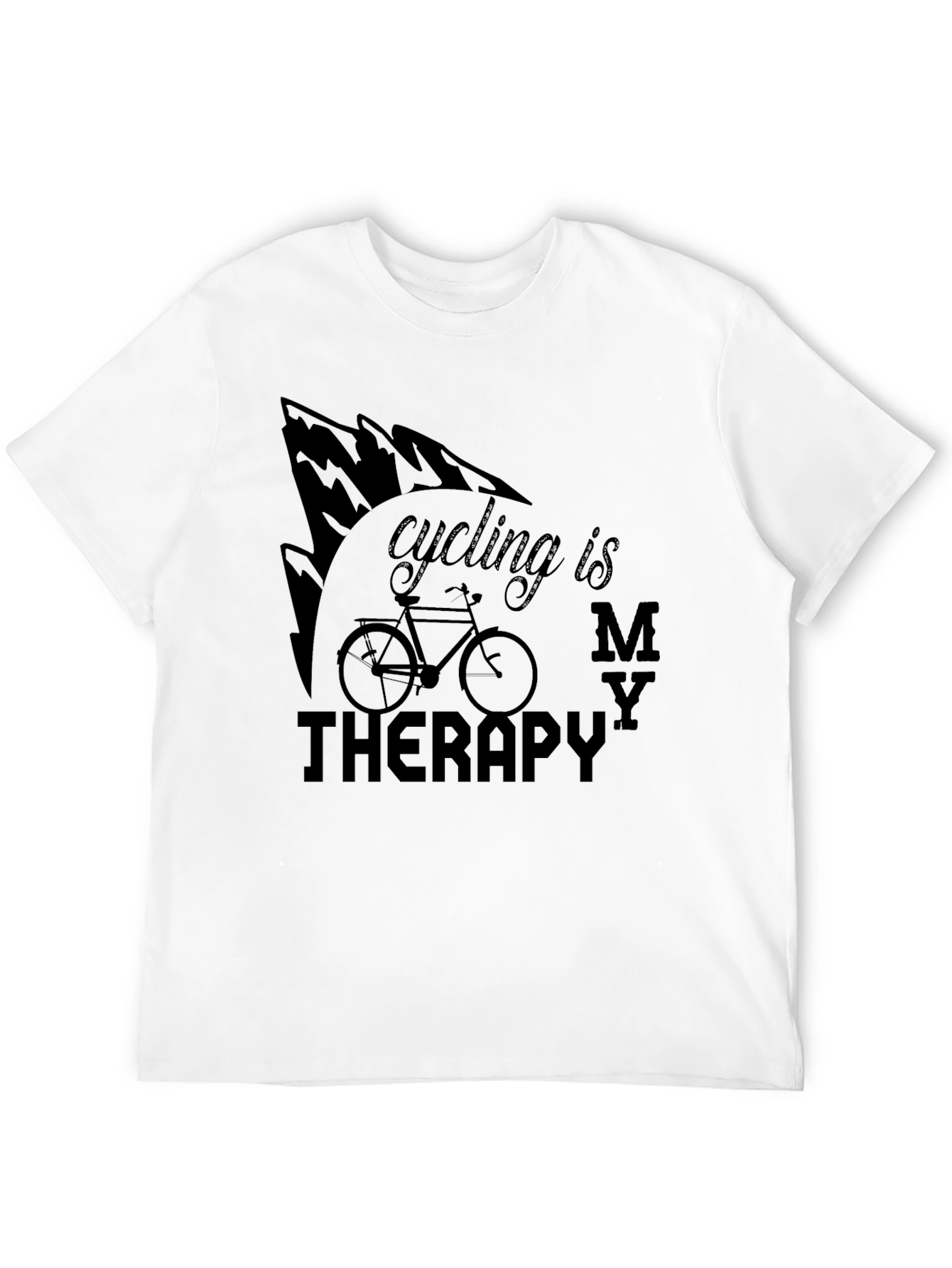 Black Cycling Is My Therapy T-Shirt view 12