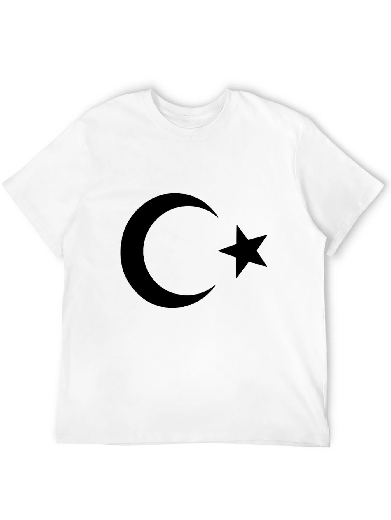 Black Crescent Moon Star Graphic Tee - Black Cotton T-Shirt view 12