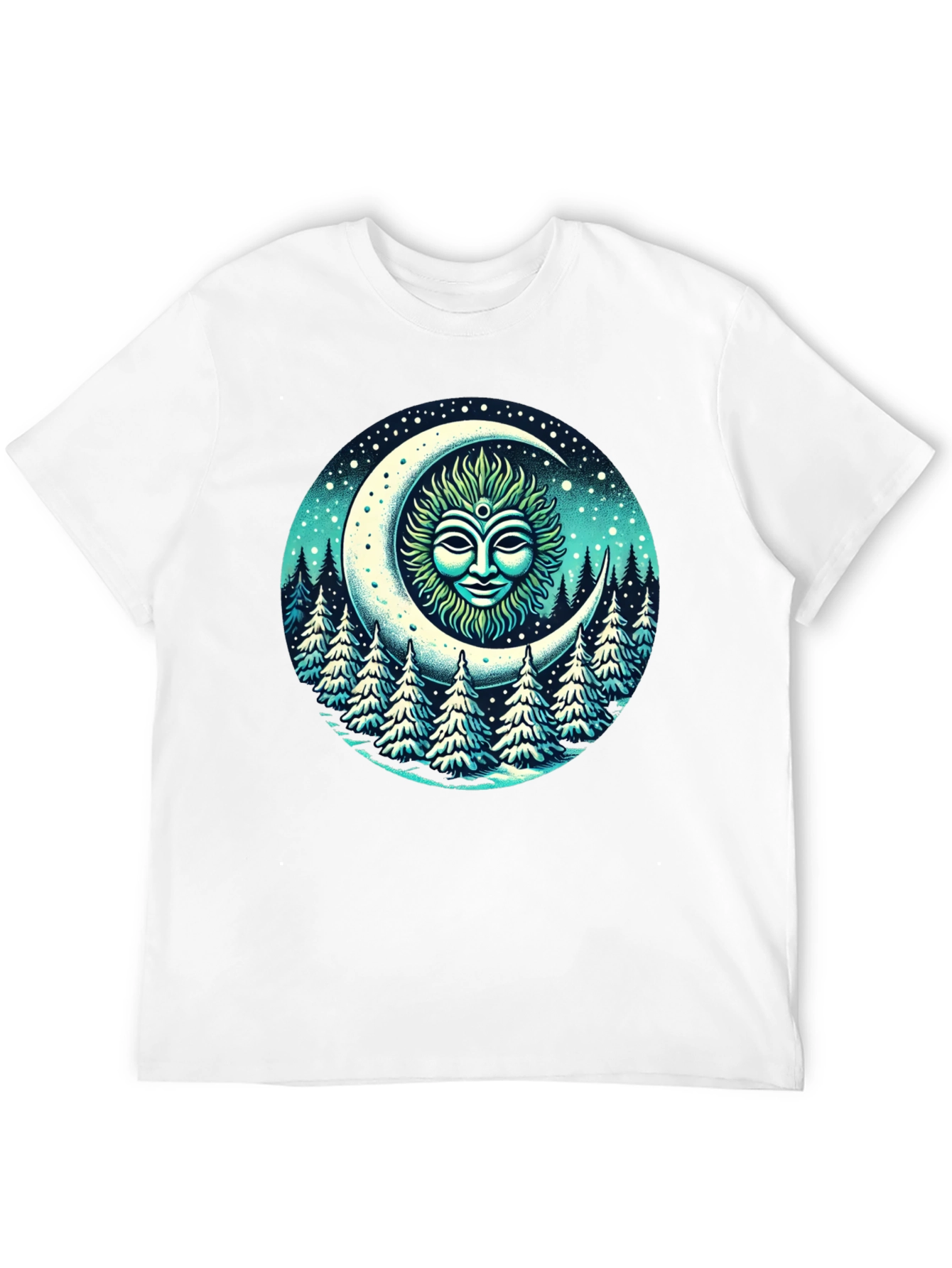 Black Celestial Moon Forest T-Shirt view 12