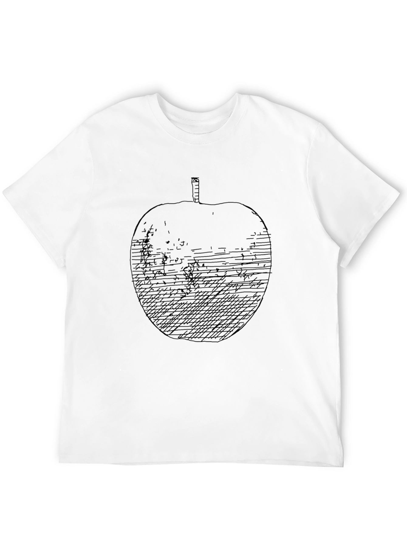 Black Apple Sketch Men's Black T-Shirt view 12