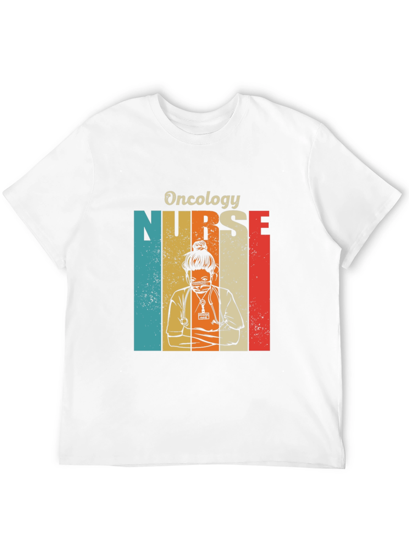 Black Oncology Nurse Retro T-Shirt view 12