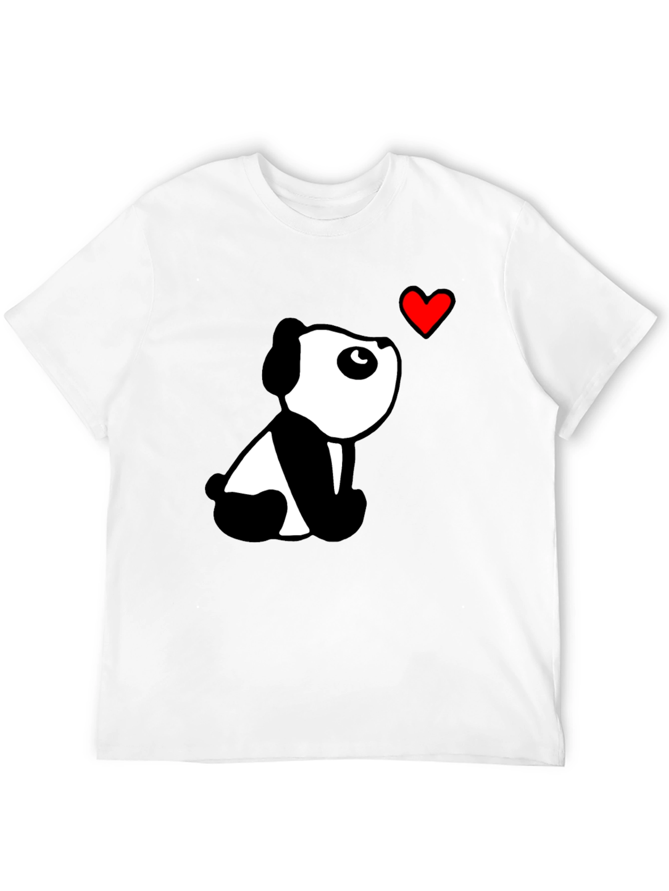 Black Cute Panda Heart Black T-Shirt view 12