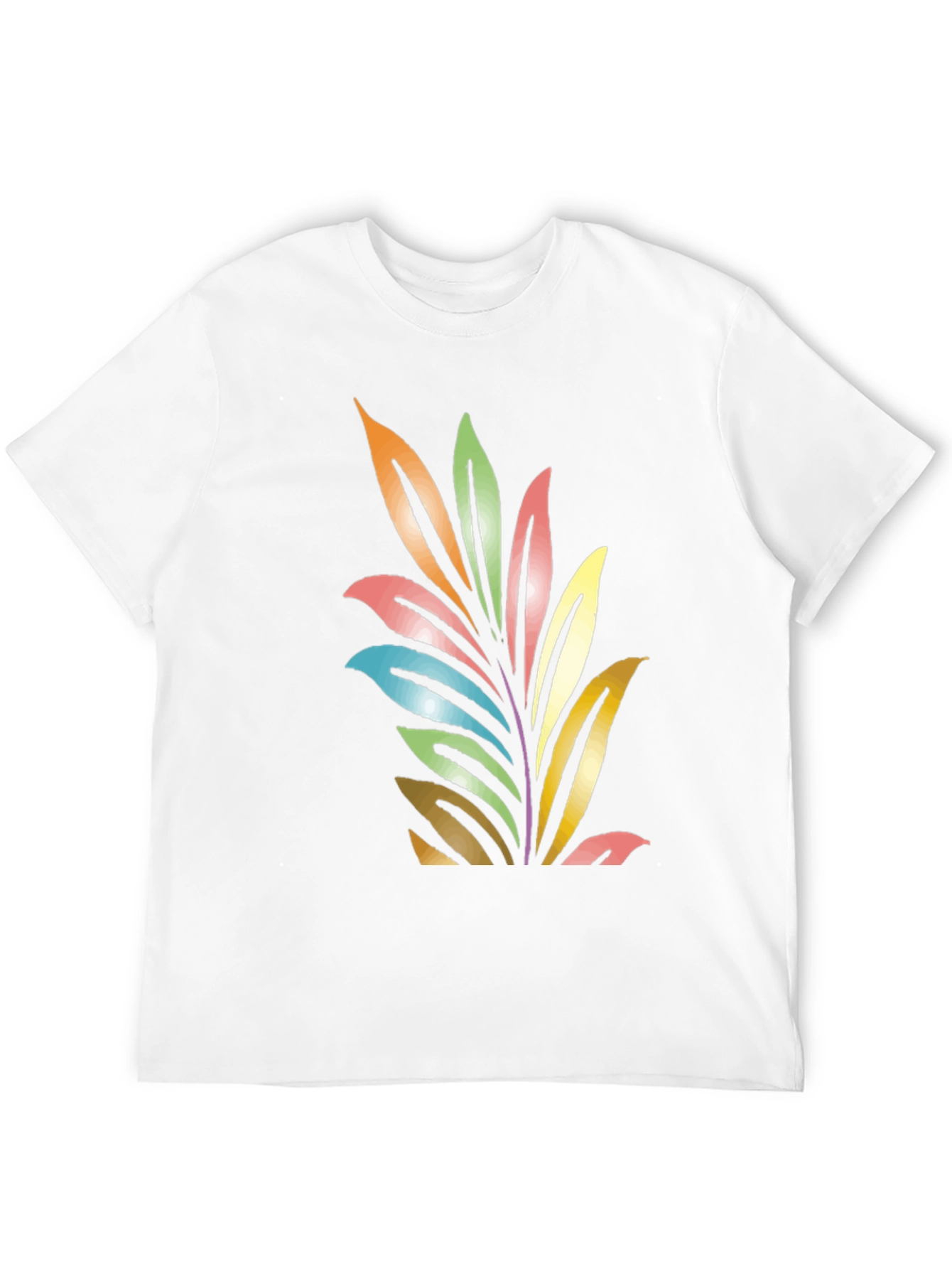 Black Colorful Leaf Graphic Black T-Shirt view 12