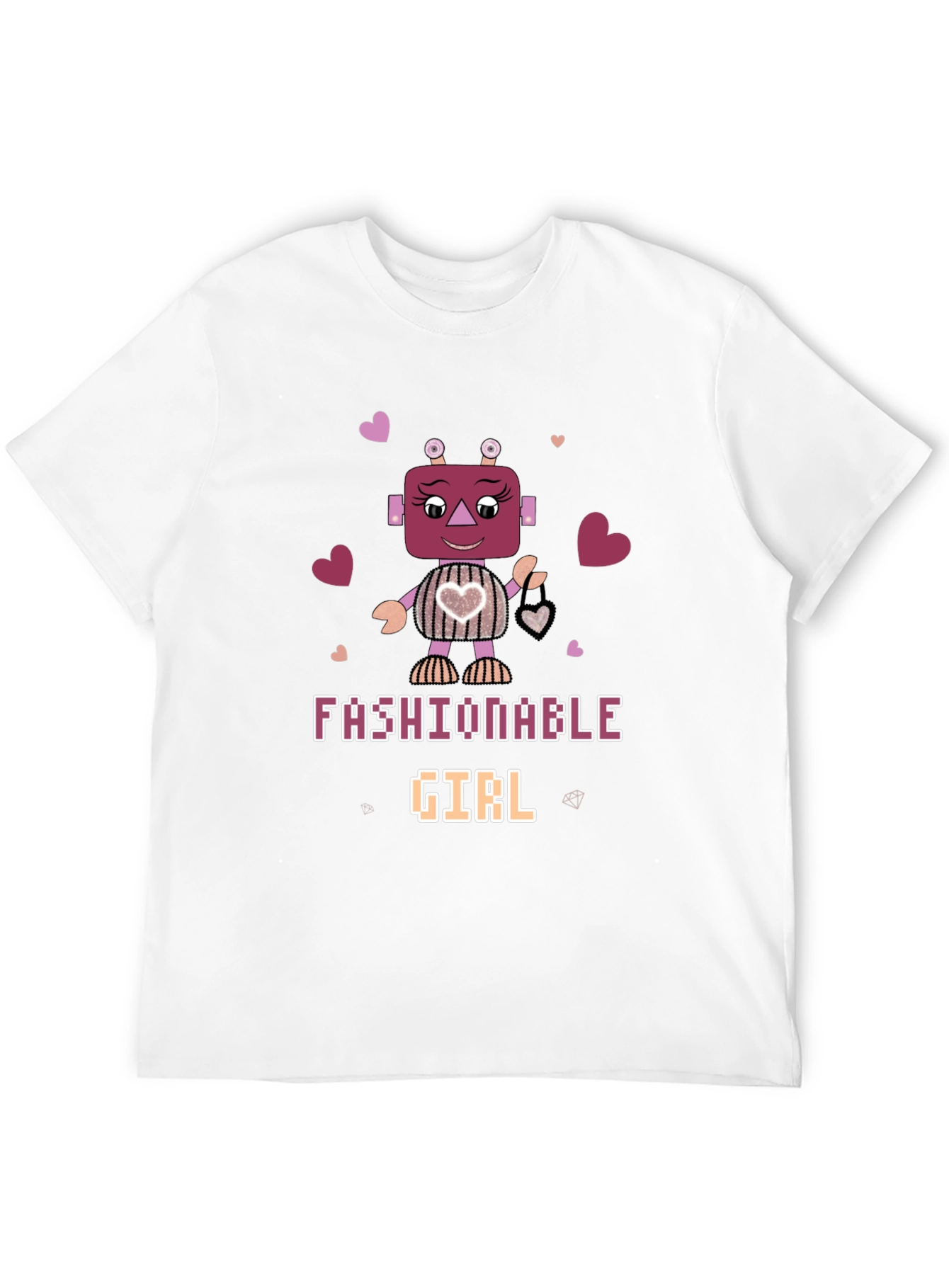 Black Fashionable Girl Robot Graphic Tee view 12