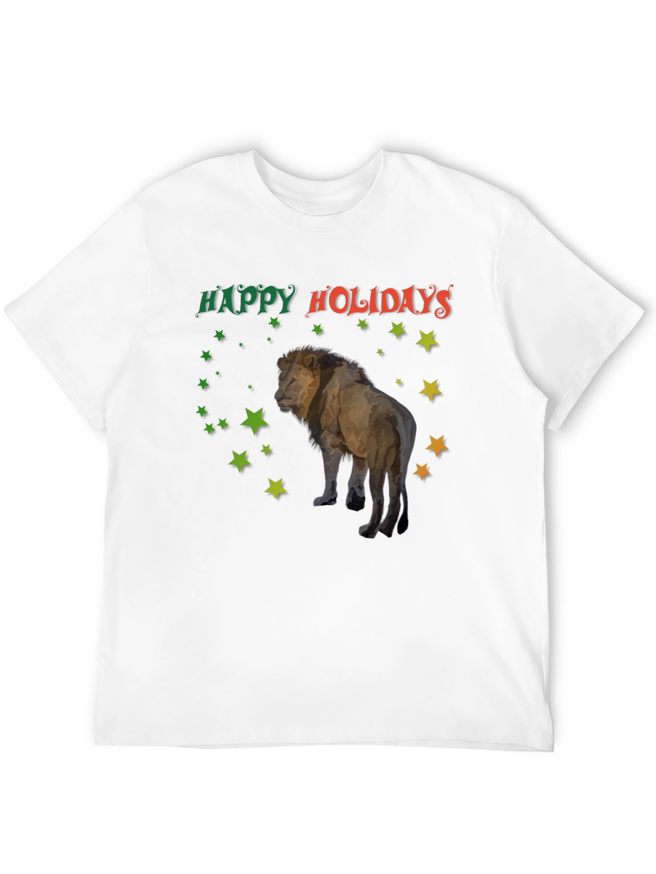 Black Happy Holidays Lion T-Shirt view 12