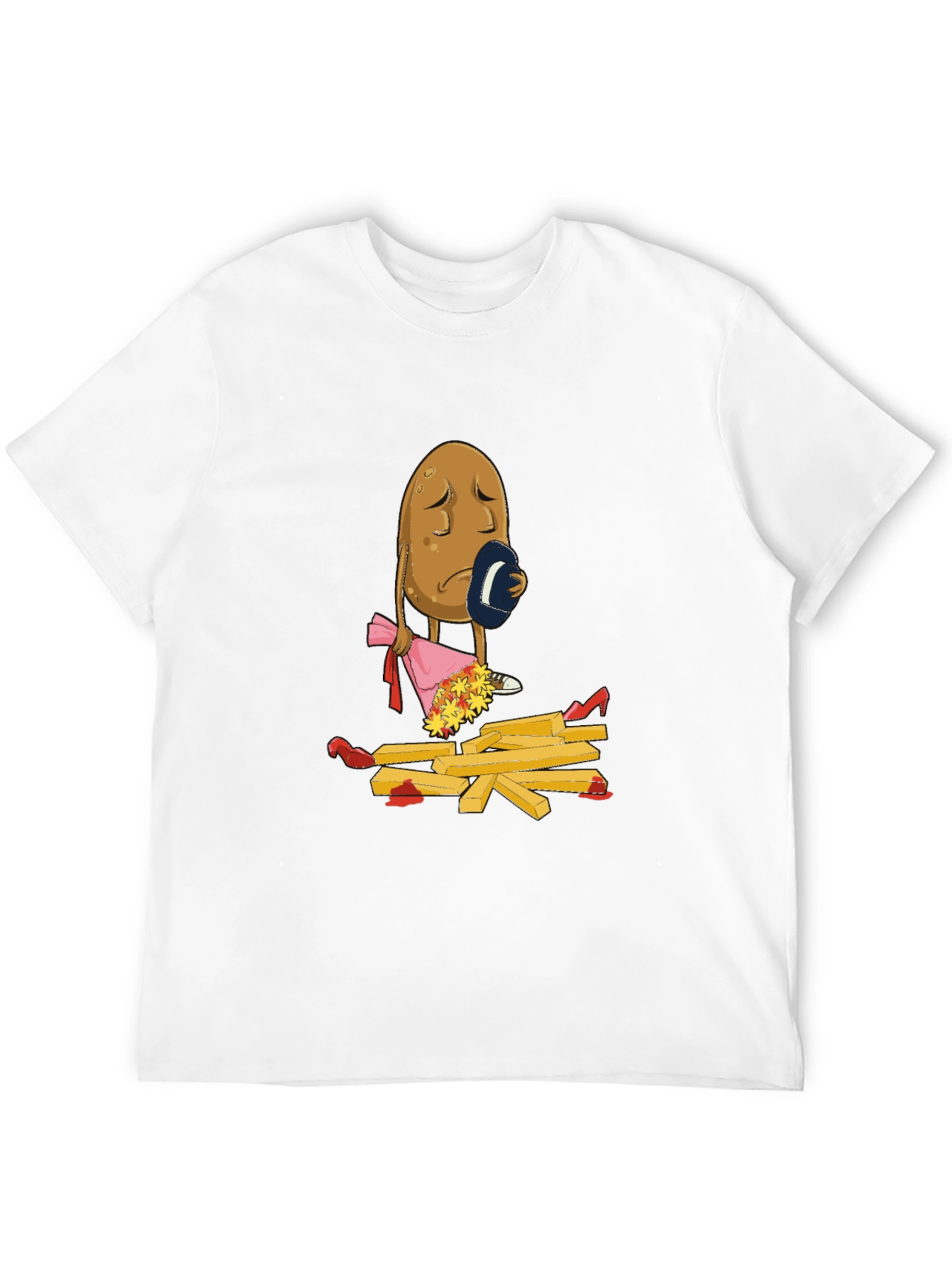 Black Sad Potato T-Shirt - Funny French Fry Design view 12