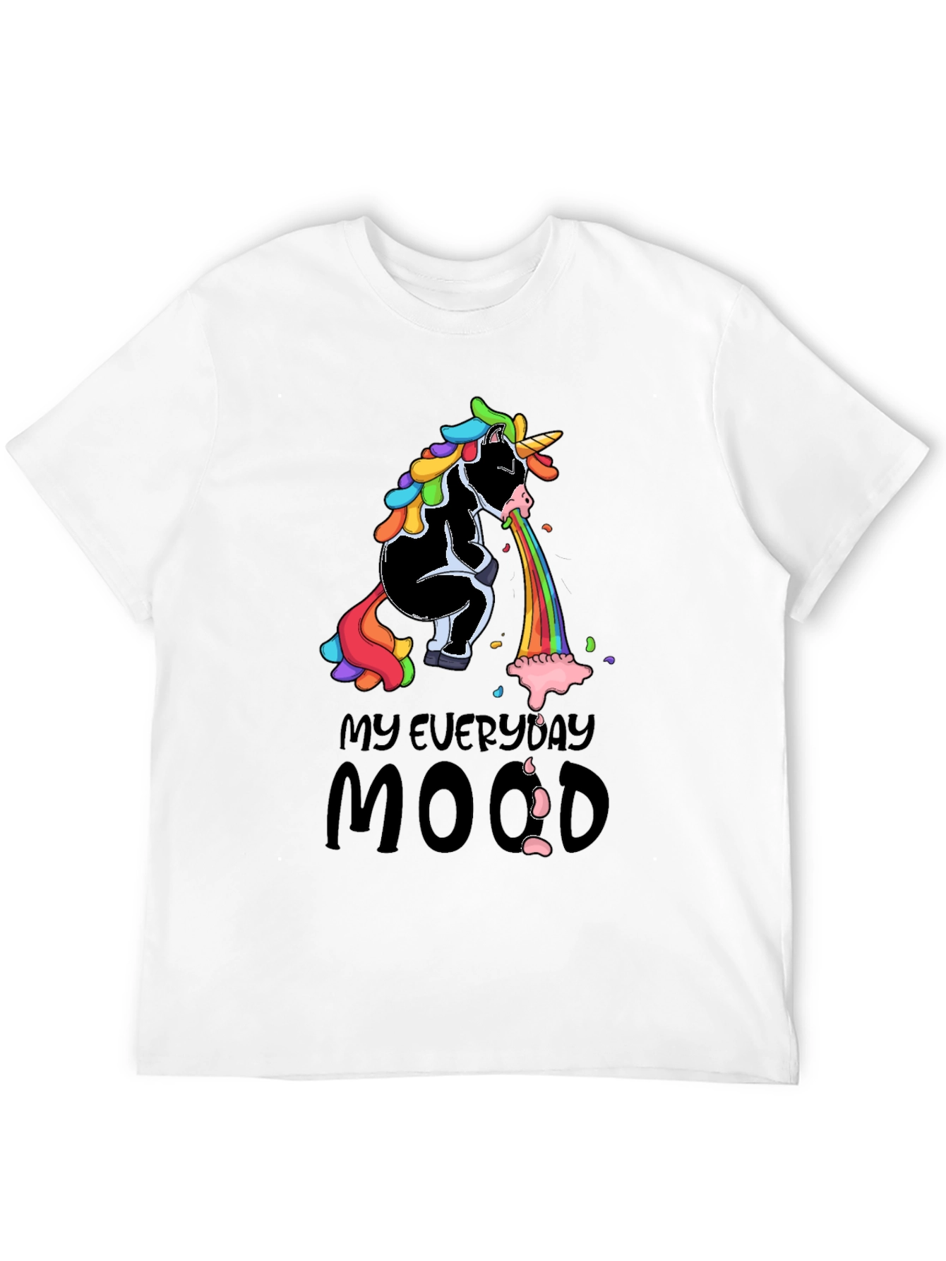 Black Everyday Mood Vomiting Unicorn T-Shirt view 12