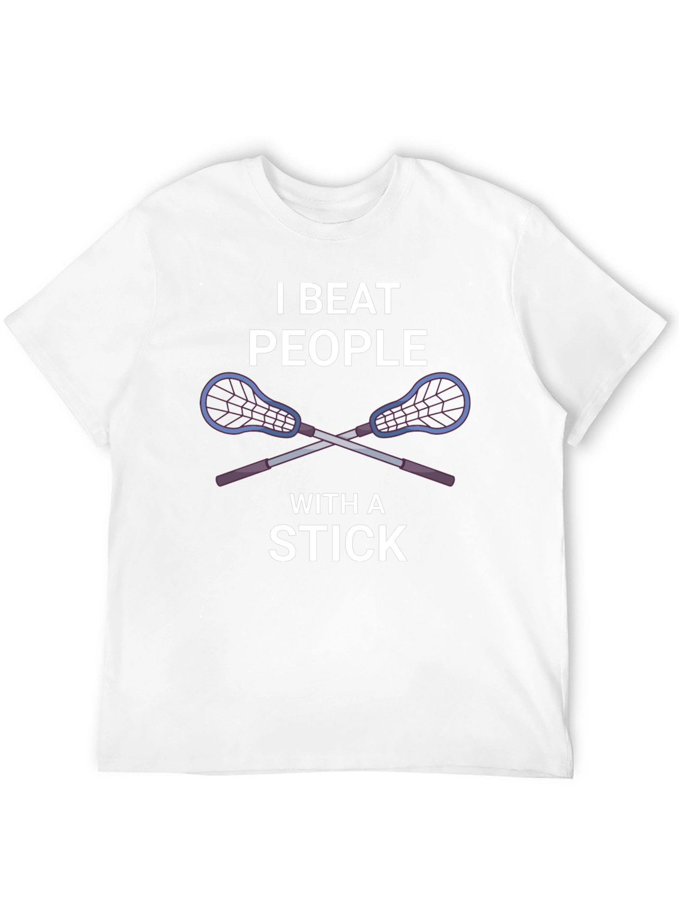 Black I Beat People With a Stick Lacrosse T-Shirt view 12