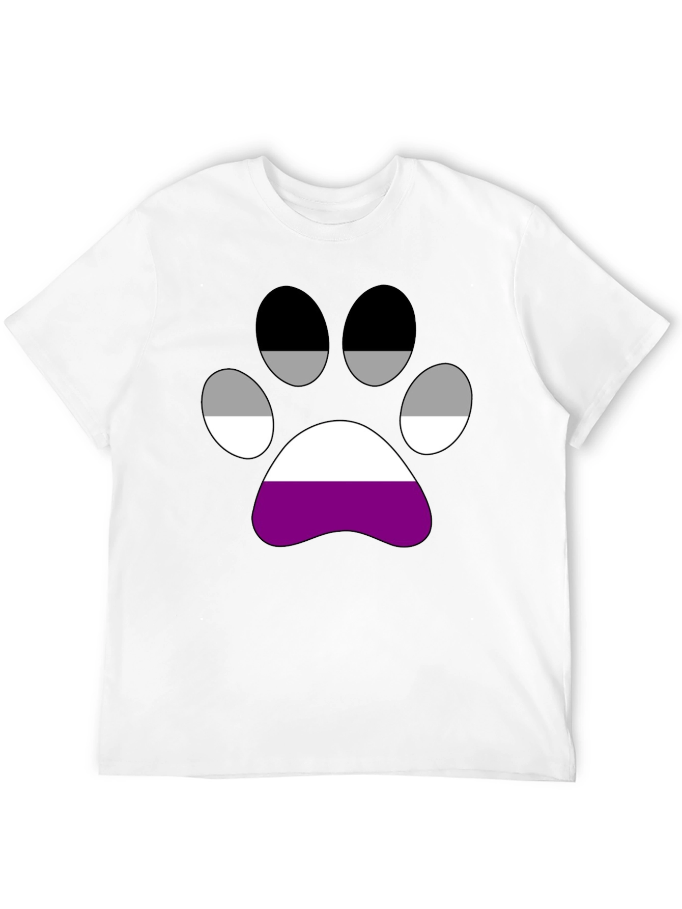 Black Asexual Pride Paw Print T-Shirt view 12