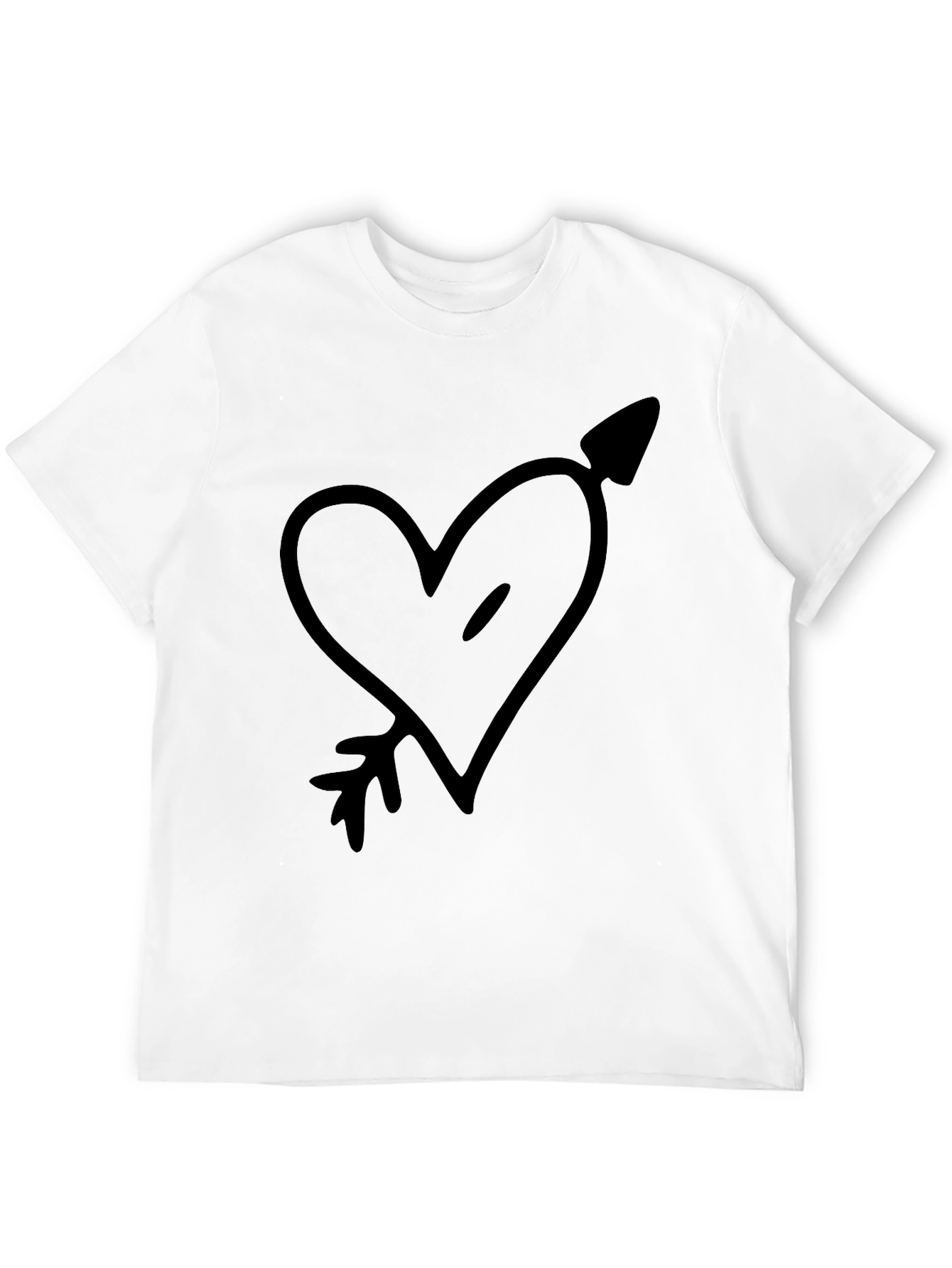 Black Heart Arrow Graphic Tee - Black Cotton Casual T-Shirt view 12