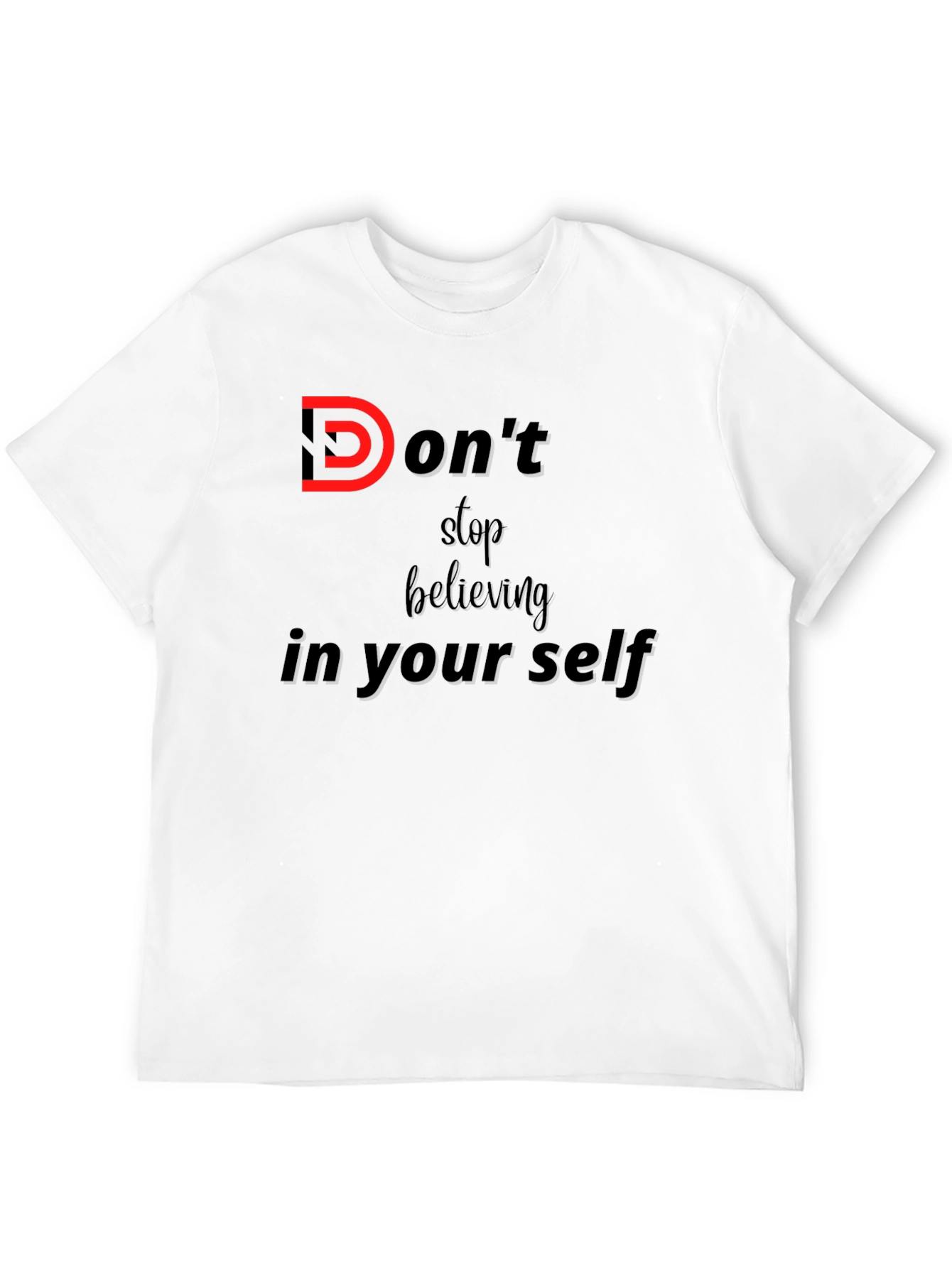 Black Motivational Graphic Tee - Don't Stop Believing view 12