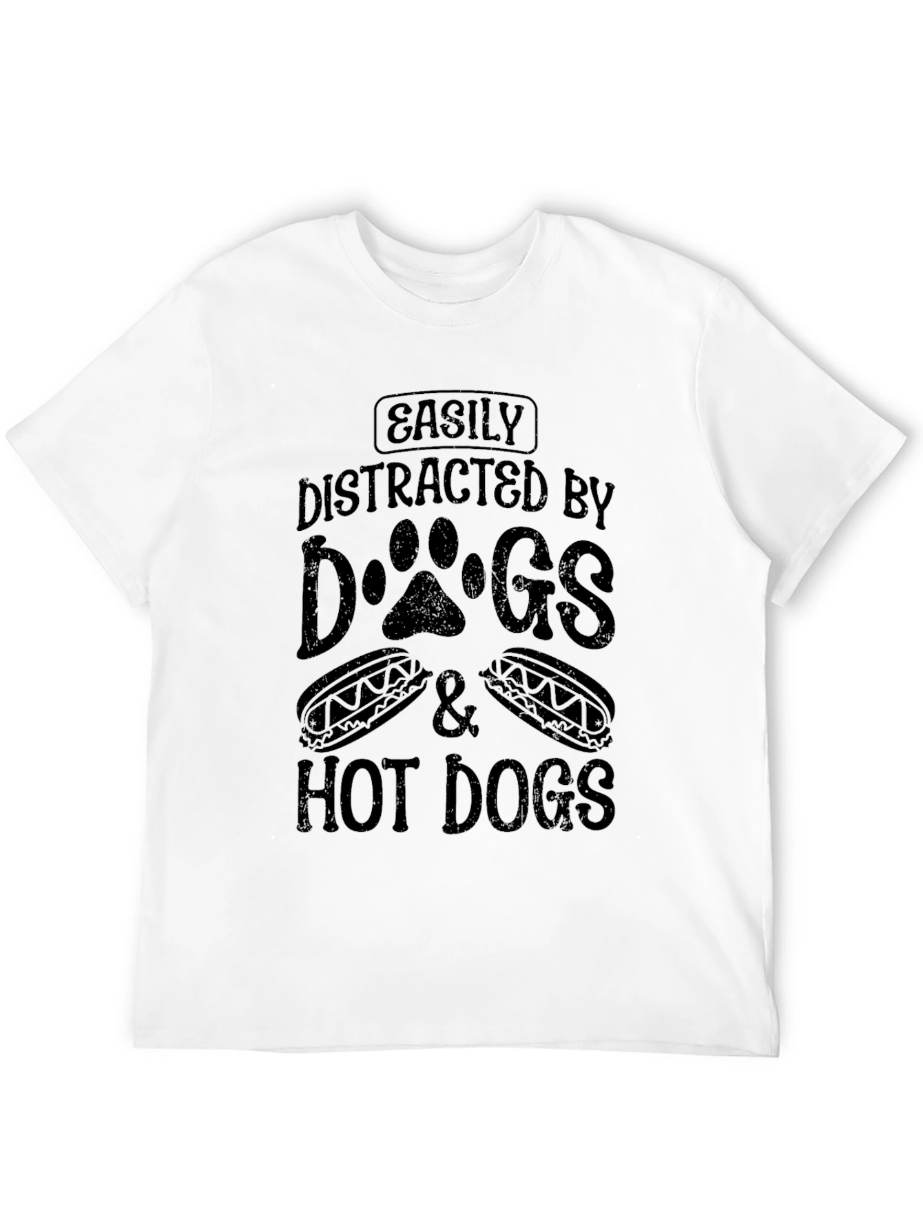 Black Easily Distracted By Dogs & Hot Dogs T-Shirt view 12