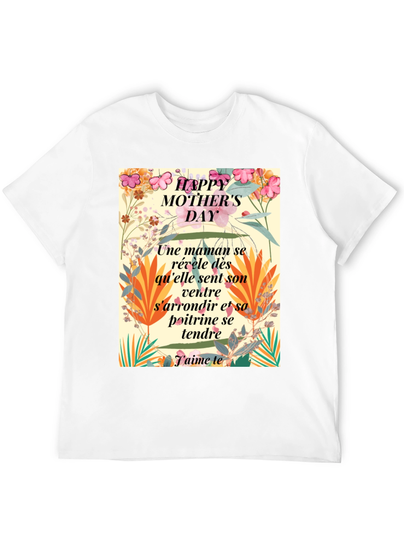 Floral Happy Mother's Day T-Shirt - French Text Design - 12