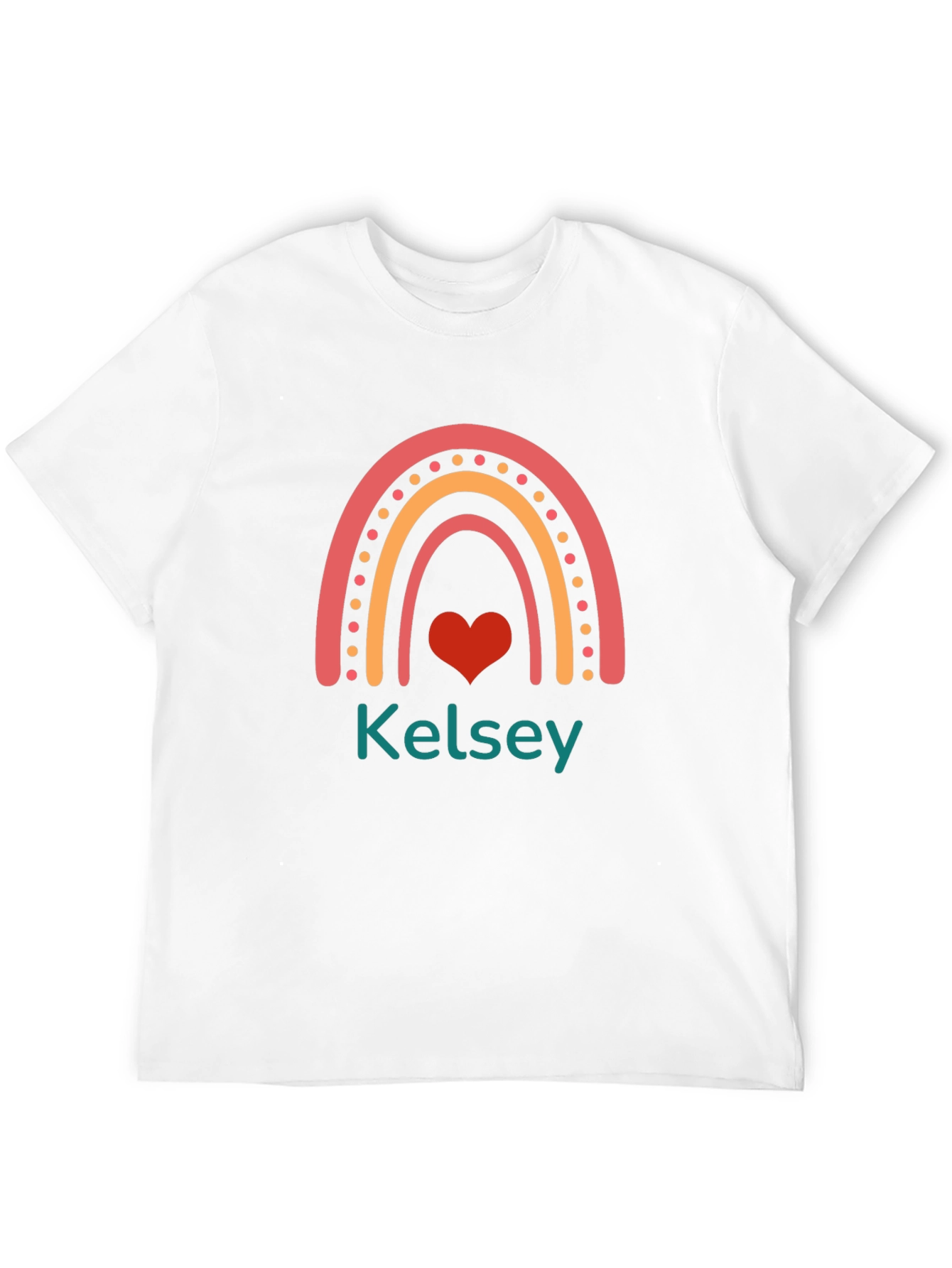 Black Kelsey Rainbow Heart Personalized T-Shirt view 12