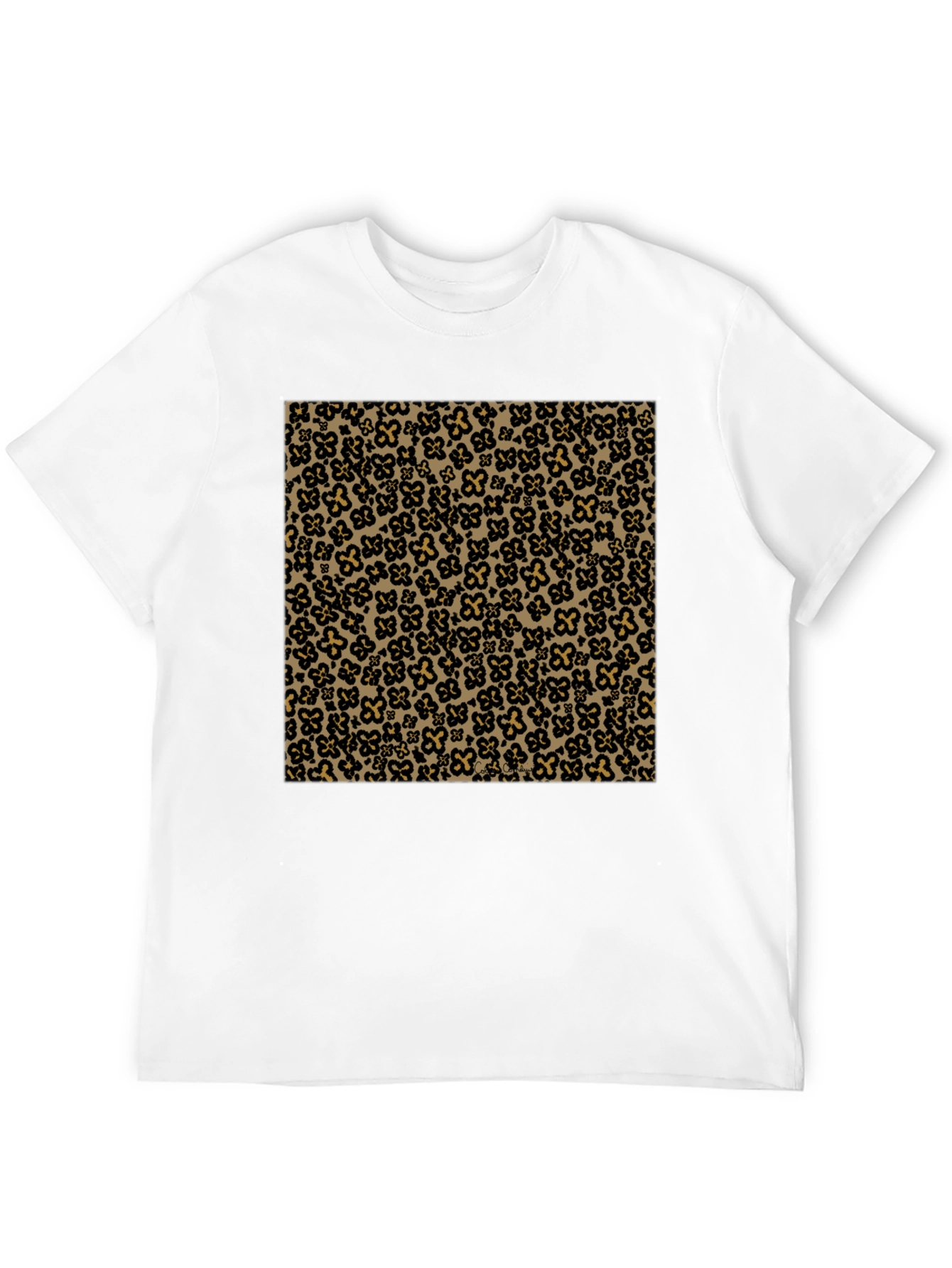 Black Black Crew Neck Tee with Clover Print view 12