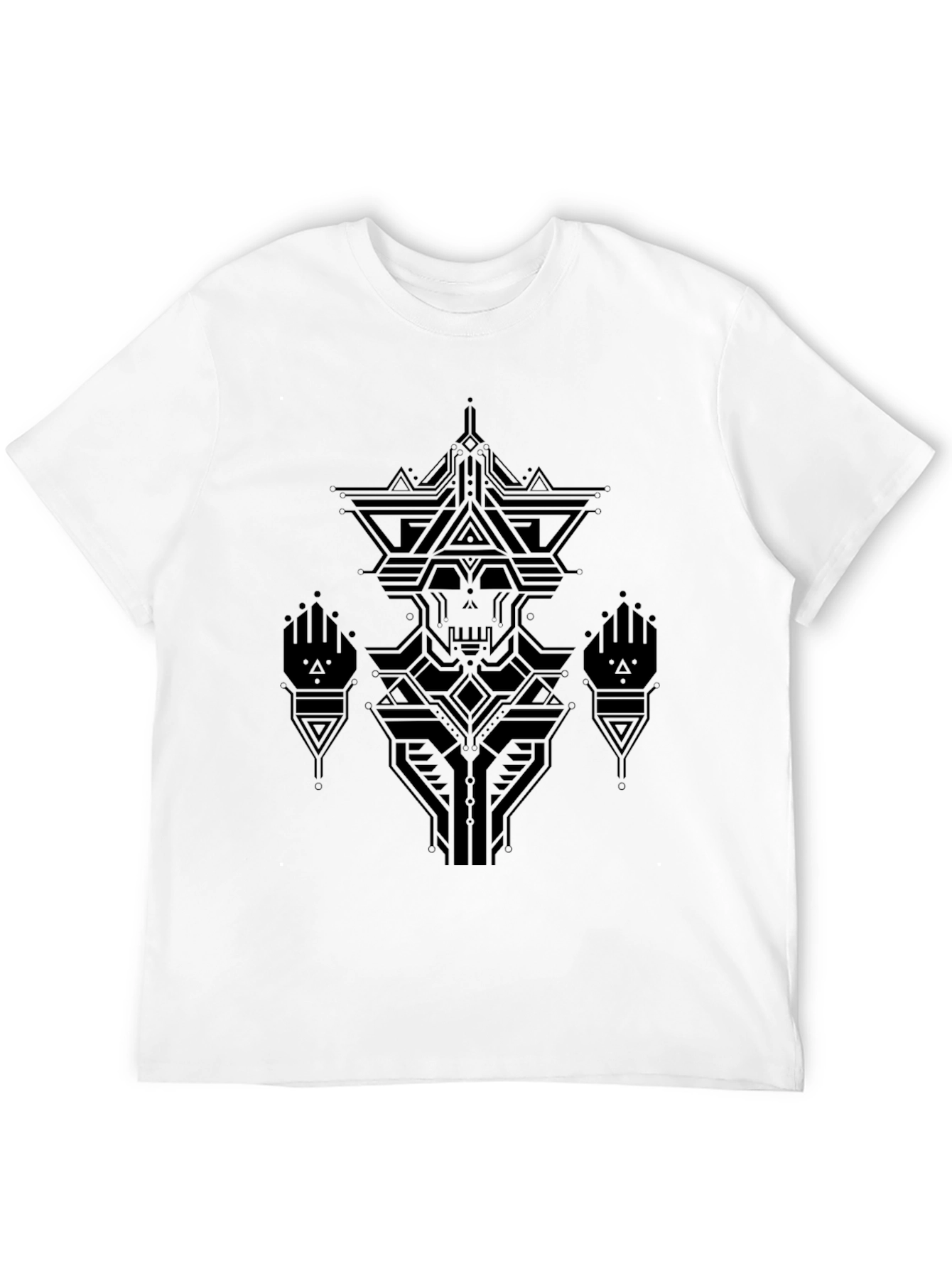 Black Geometric Skull Graphic Black T-Shirt view 12