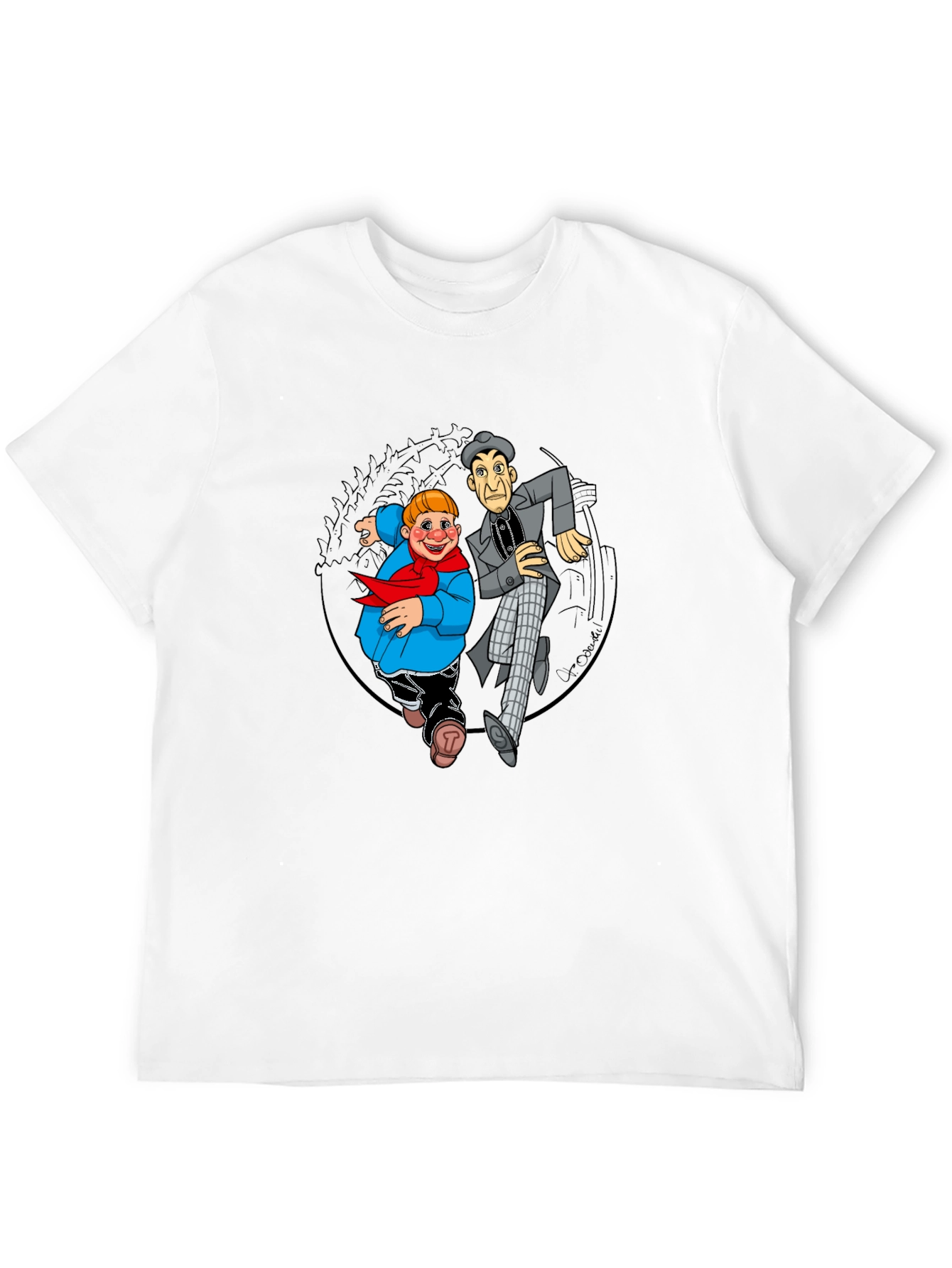 Black Cartoon Duo Graphic T-Shirt - Black Crew Neck view 12
