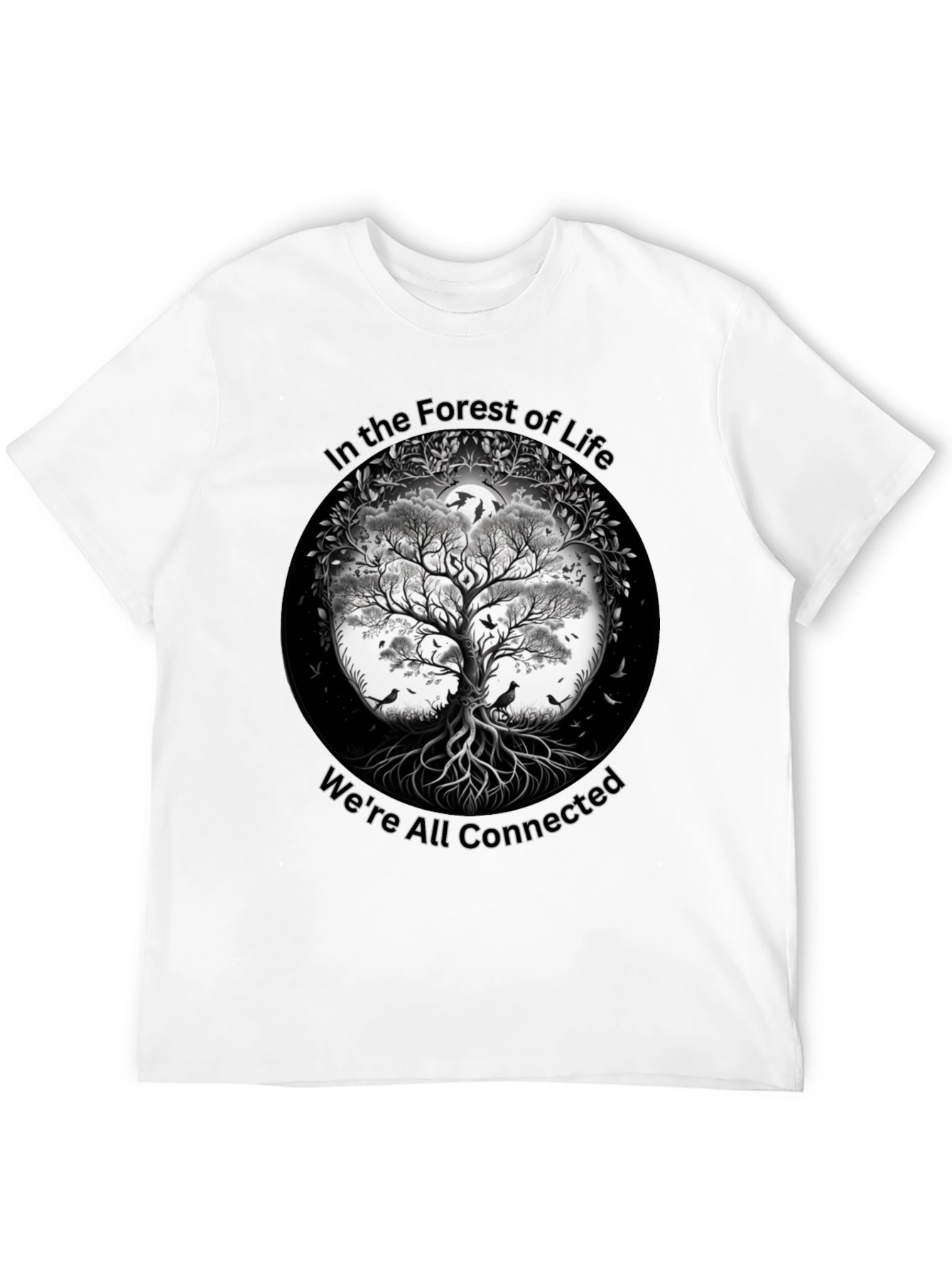 Black In the Forest of Life T-Shirt - Tree Design view 12