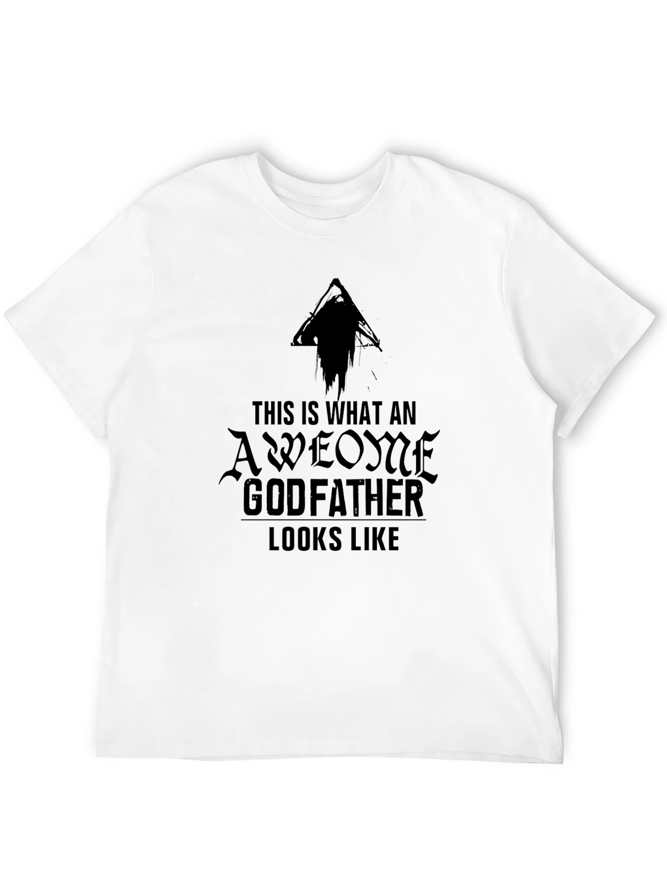 Black Awesome Godfather Graphic Tee - Black Cotton T-Shirt view 12