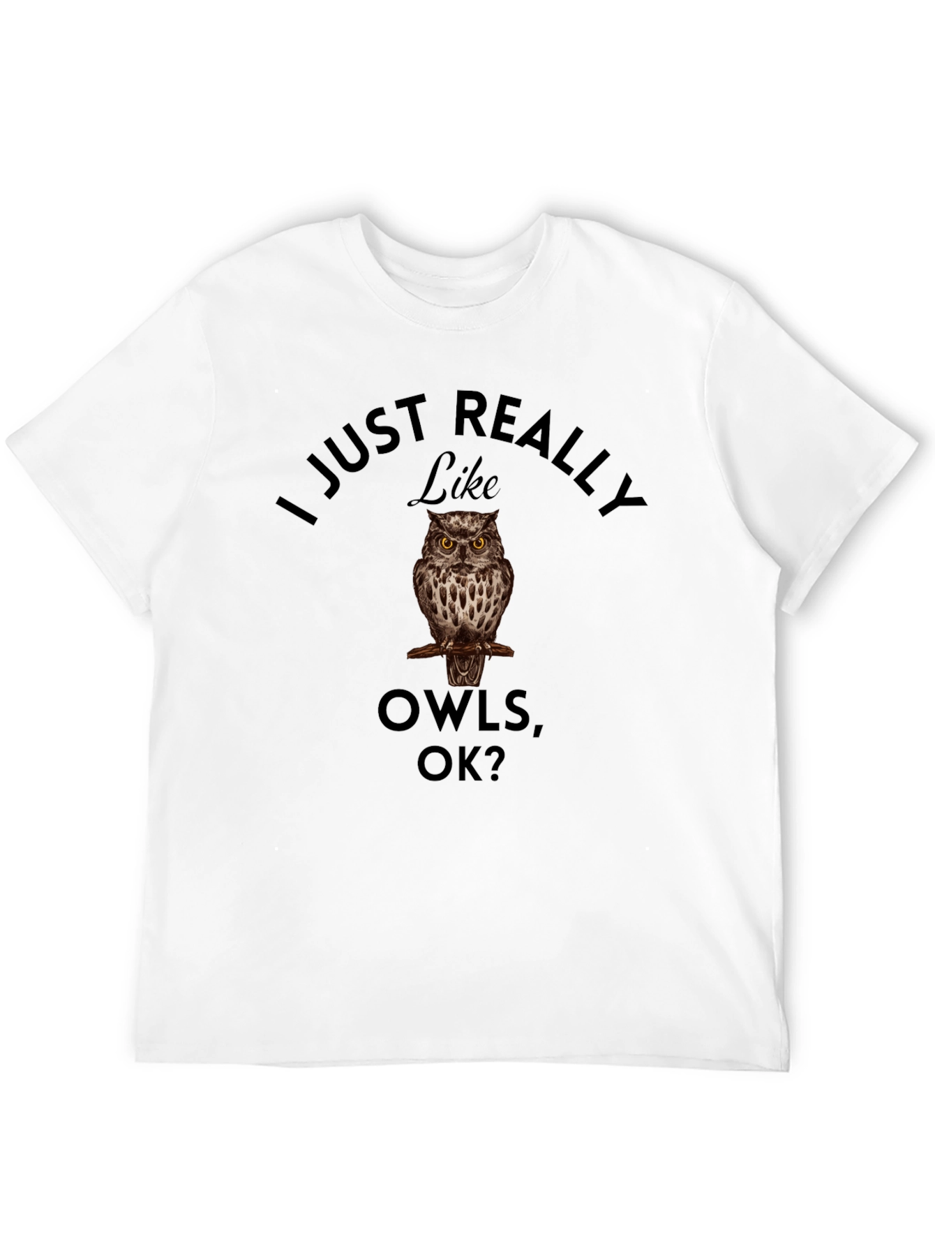 Black I Just Really Like Owls, OK? Black T-Shirt view 12