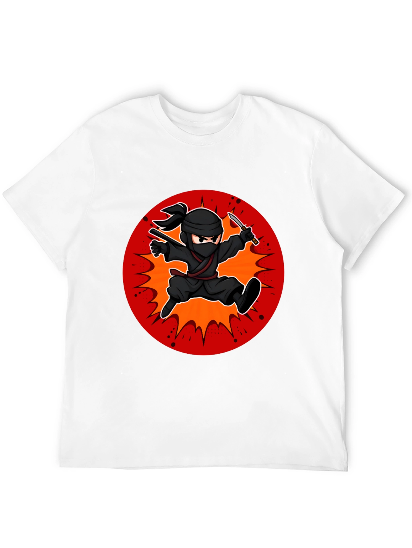 Black Ninja Cartoon Graphic Black T-Shirt view 12