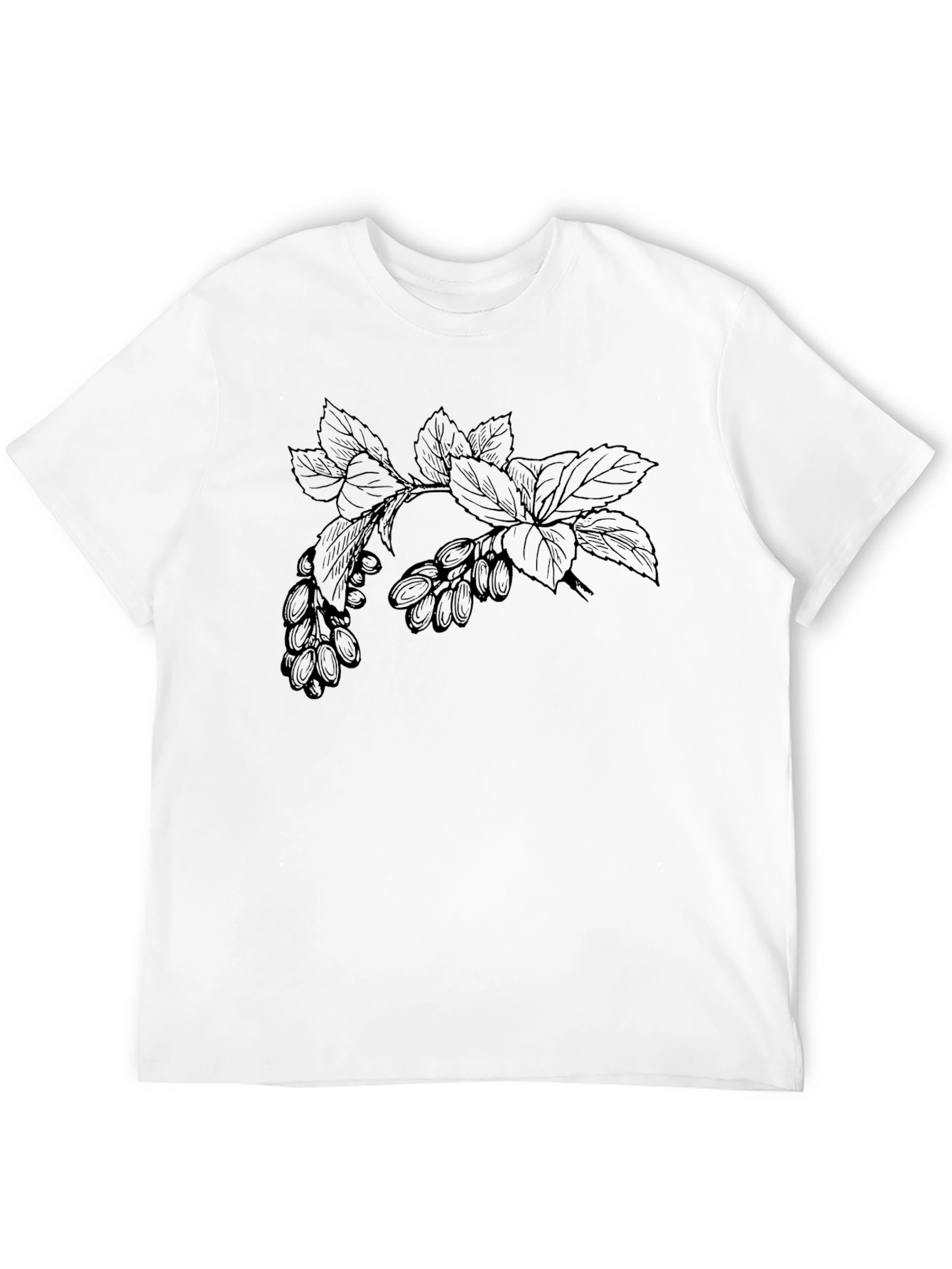 Black Botanical Branch Graphic Tee - Modern Casual Style view 12