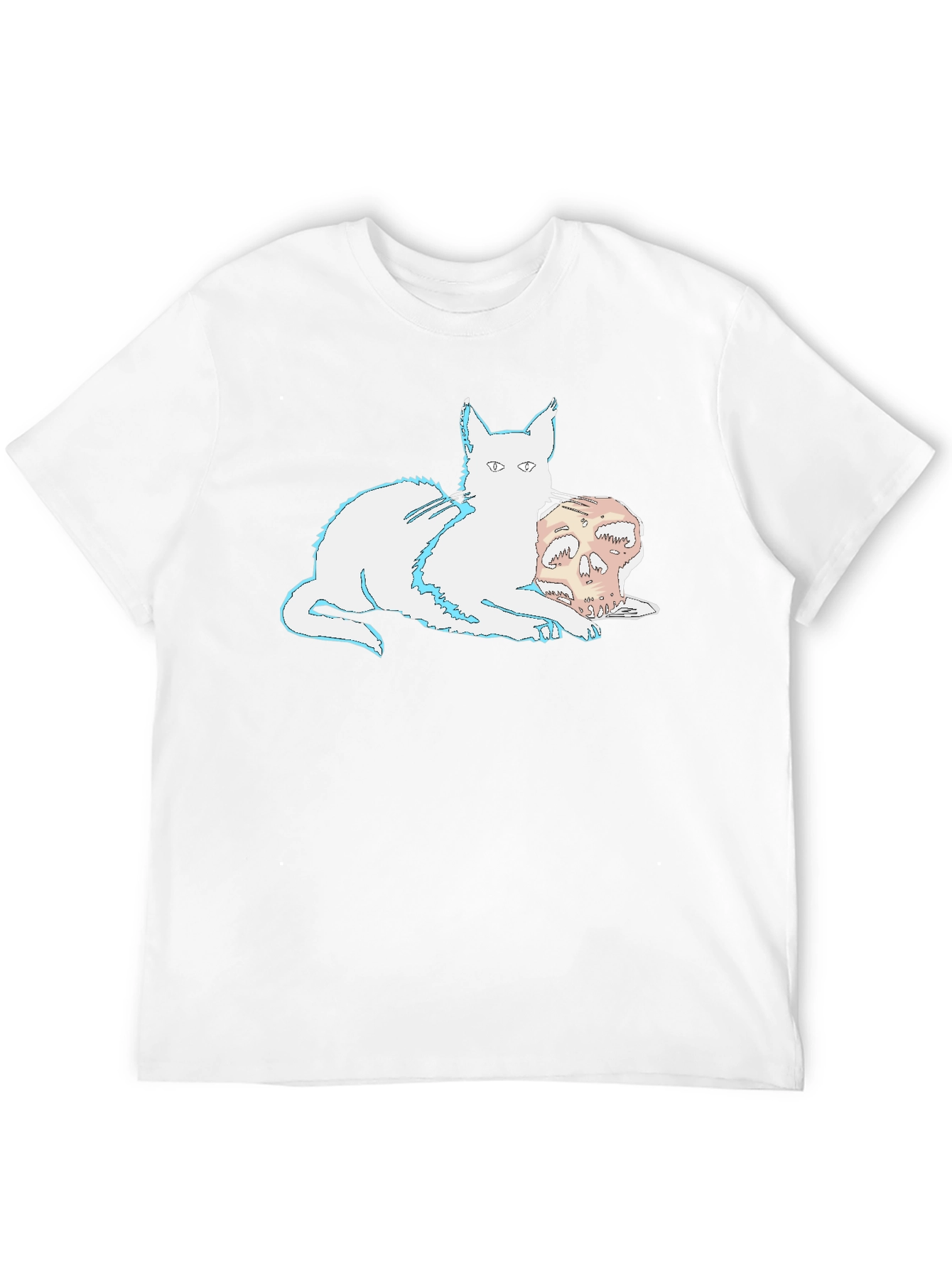 Black Cat and Skull Graphic T-Shirt view 12