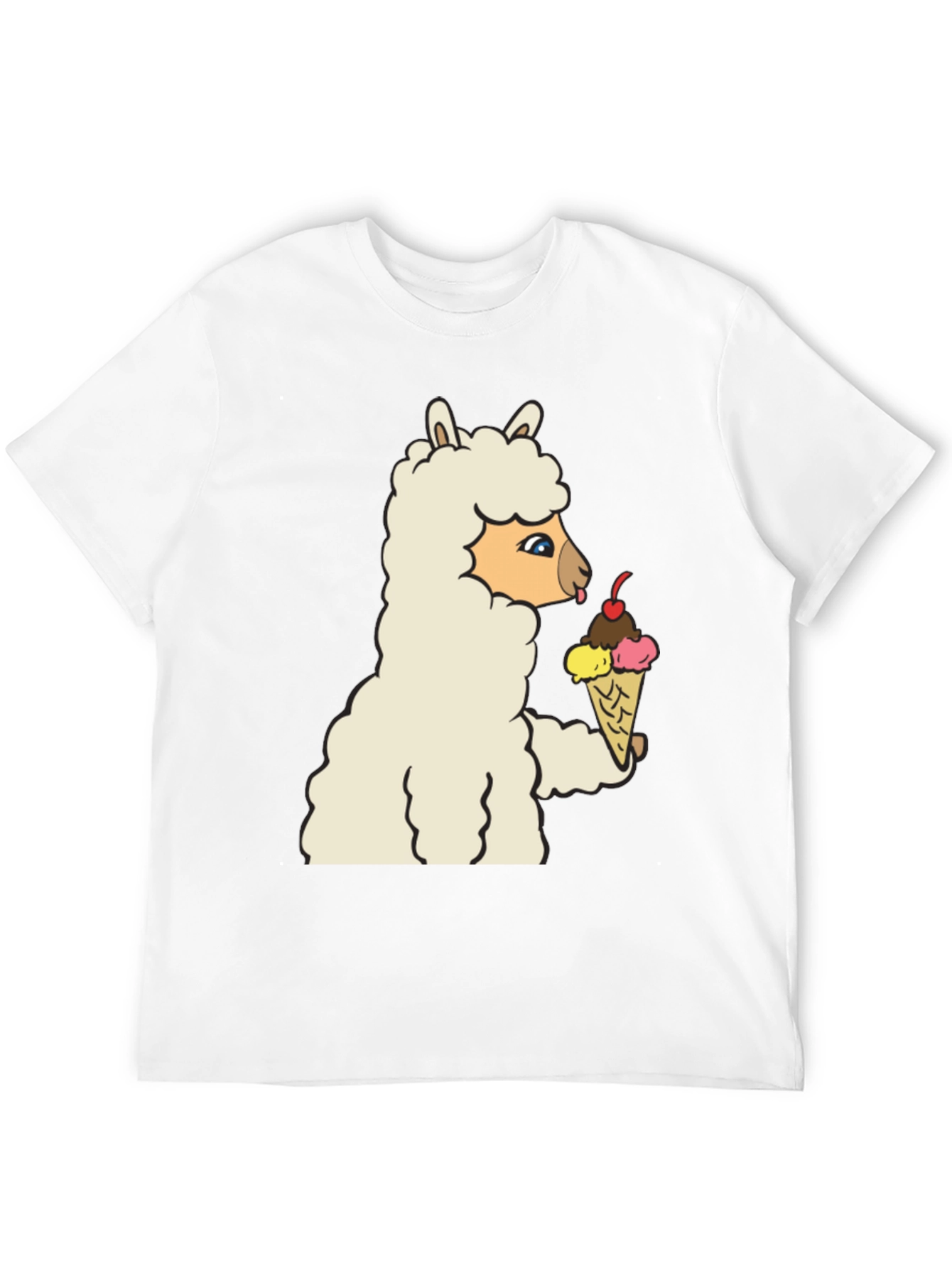 Black Llama Eating Ice Cream Graphic Tee view 12