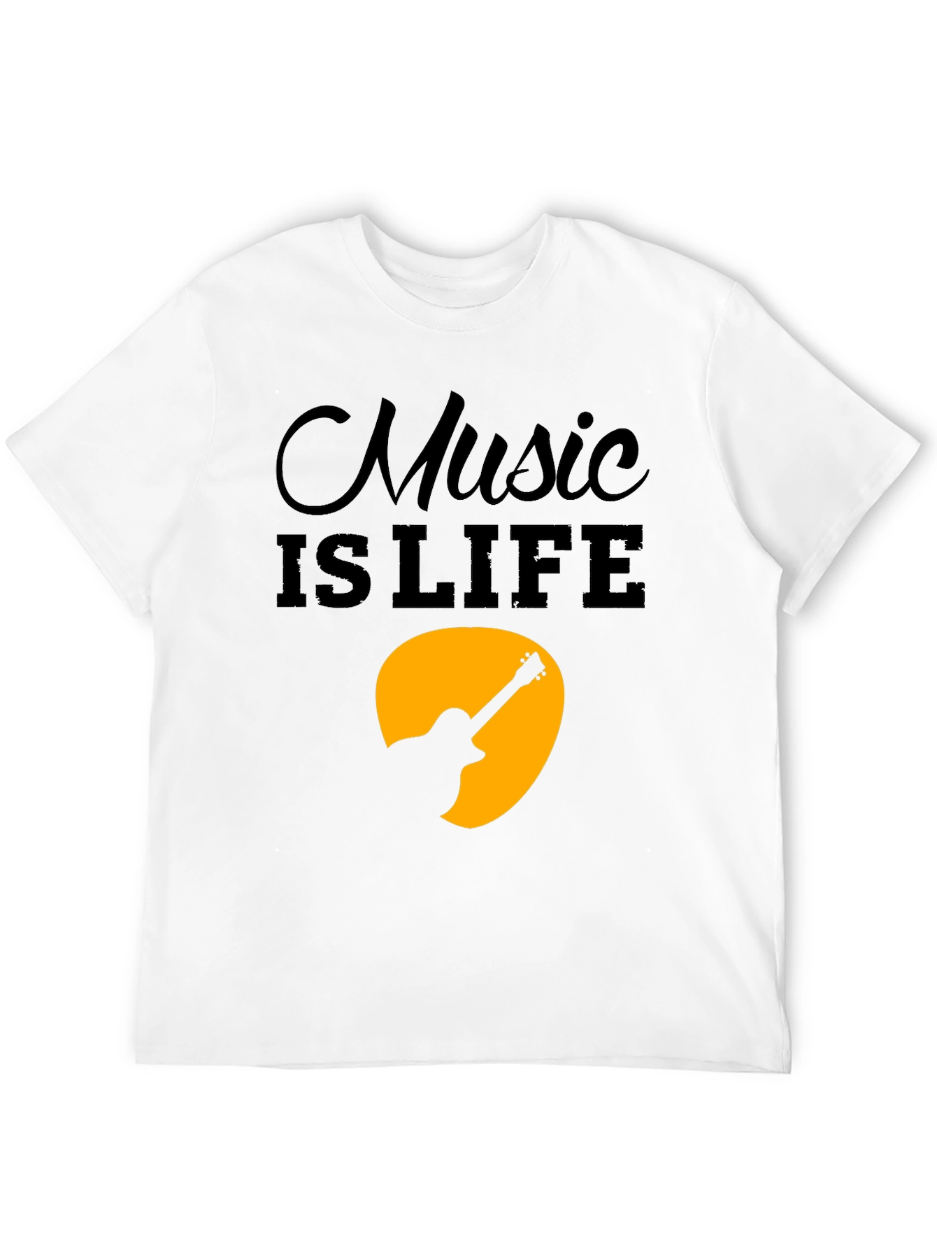 Black Music is Life T-Shirt - Guitar Graphic Tee - Men's Black Cotton view 12