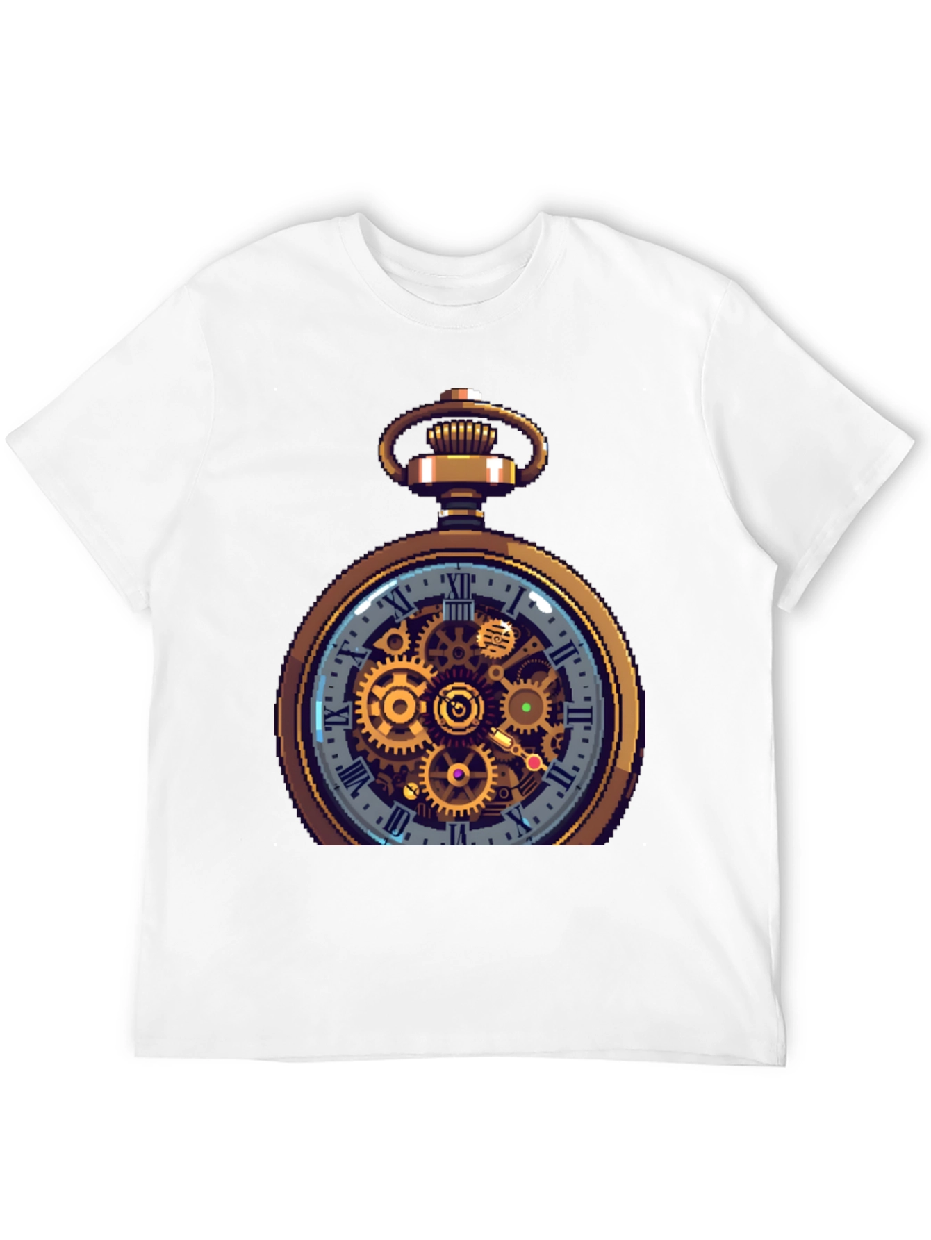 Black Steampunk Pocket Watch Design T-Shirt view 12