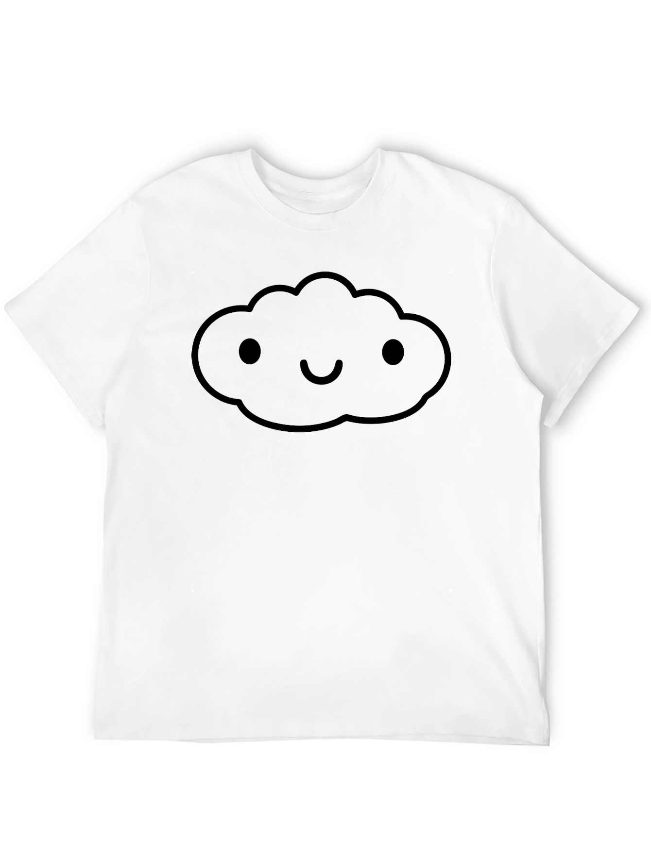Black Men's Black T-Shirt with Cute Cloud Design view 12