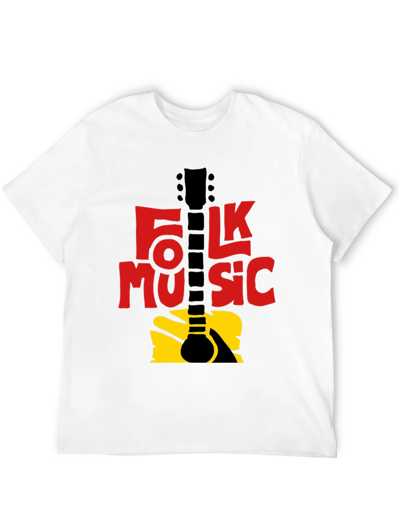Black Folk Music Guitar Graphic T-Shirt - Black view 12
