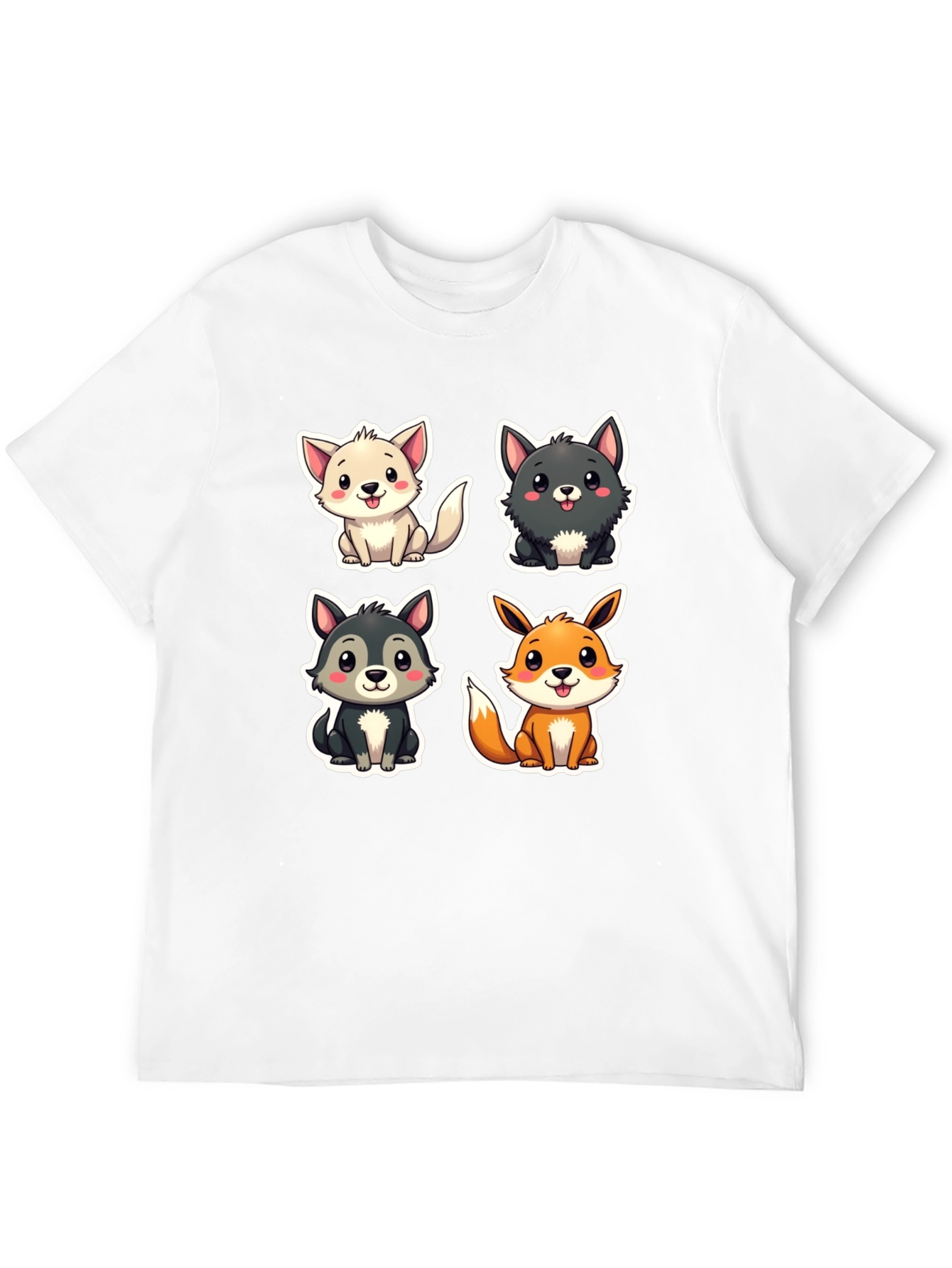 Black Cute Cartoon Animal T-Shirt view 12
