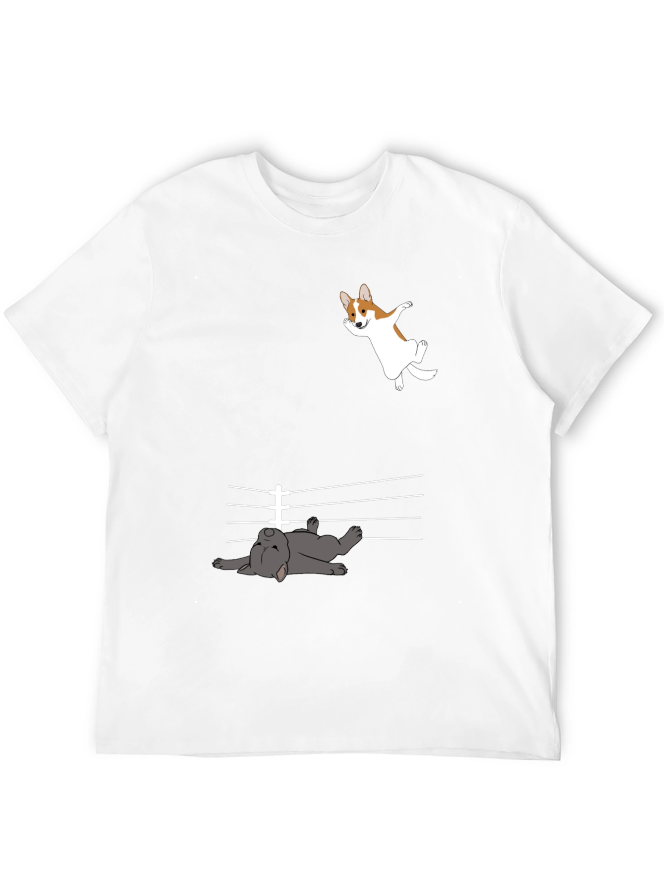 Black Funny Dog T-Shirt - Corgi and French Bulldog Design view 12