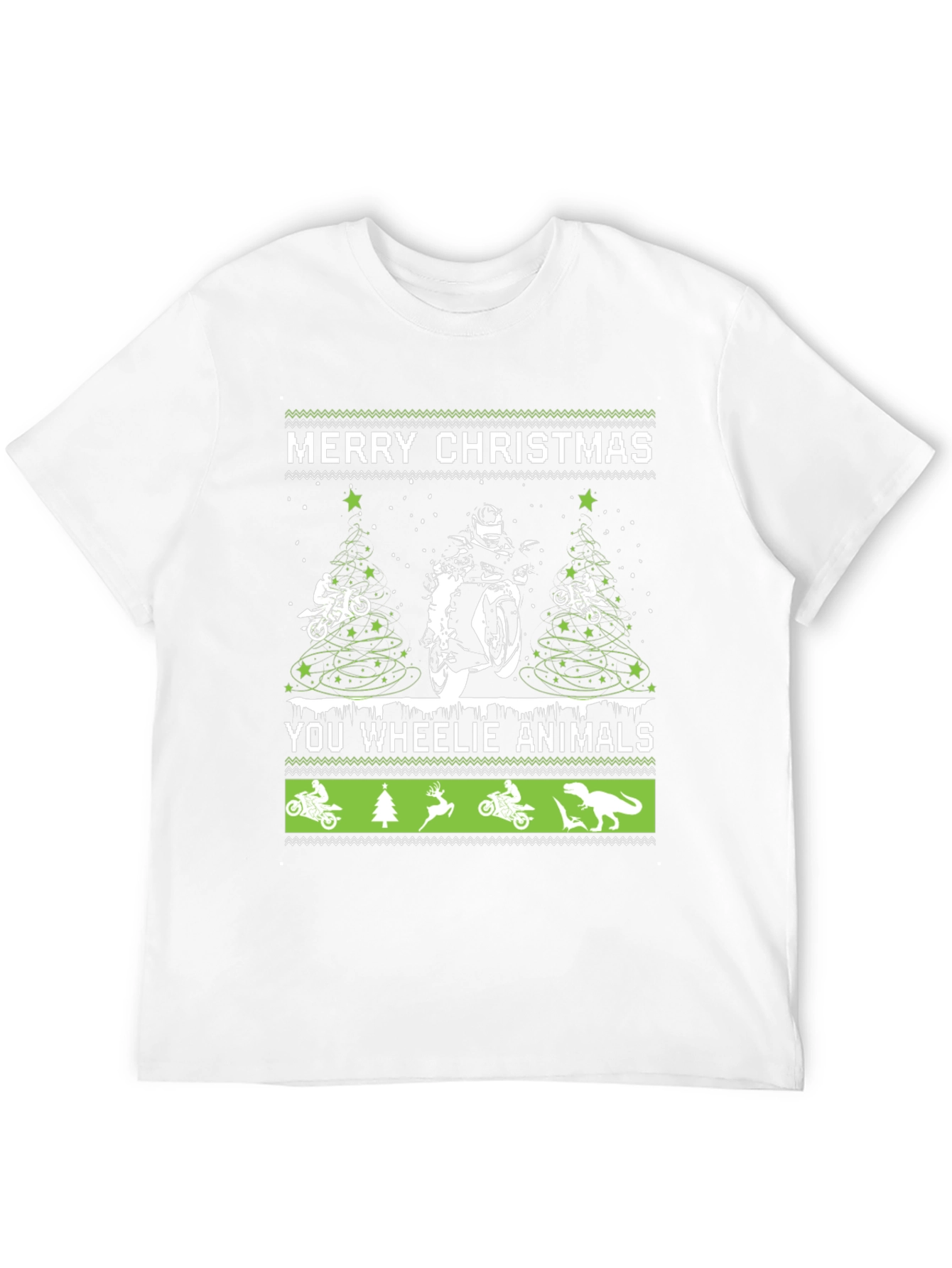 Black Motorcycle Christmas T-Shirt - Wheelie Animals Holiday Tee view 12