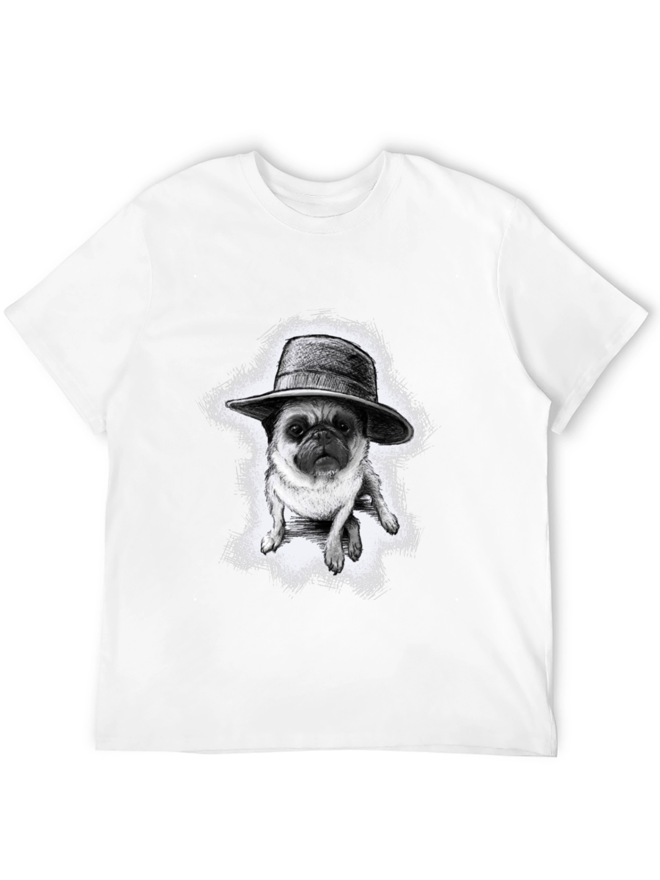 Black Pug in a Hat Graphic Tee - Trendy Black T-Shirt view 12