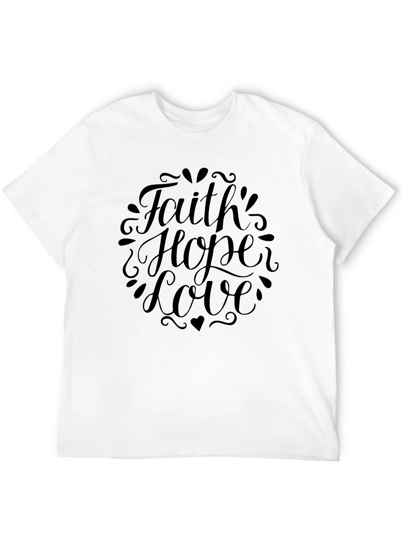 Black Faith Hope Love Graphic T-Shirt - Soft Cotton Tee view 12
