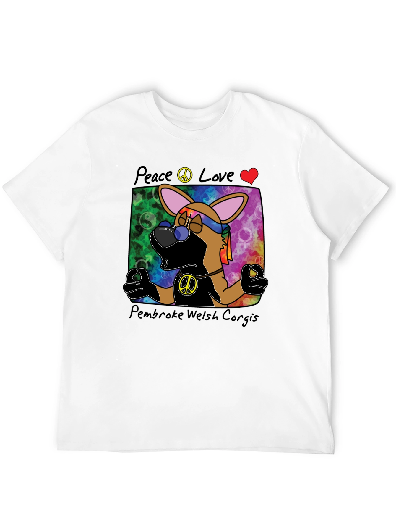 Black Peace Love Corgi T-Shirt view 12