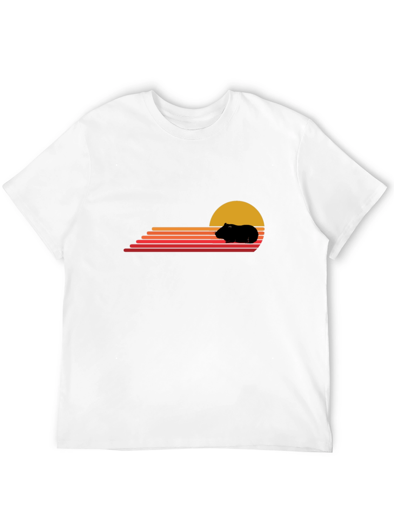 Black Retro Guinea Pig Sunset T-Shirt view 12