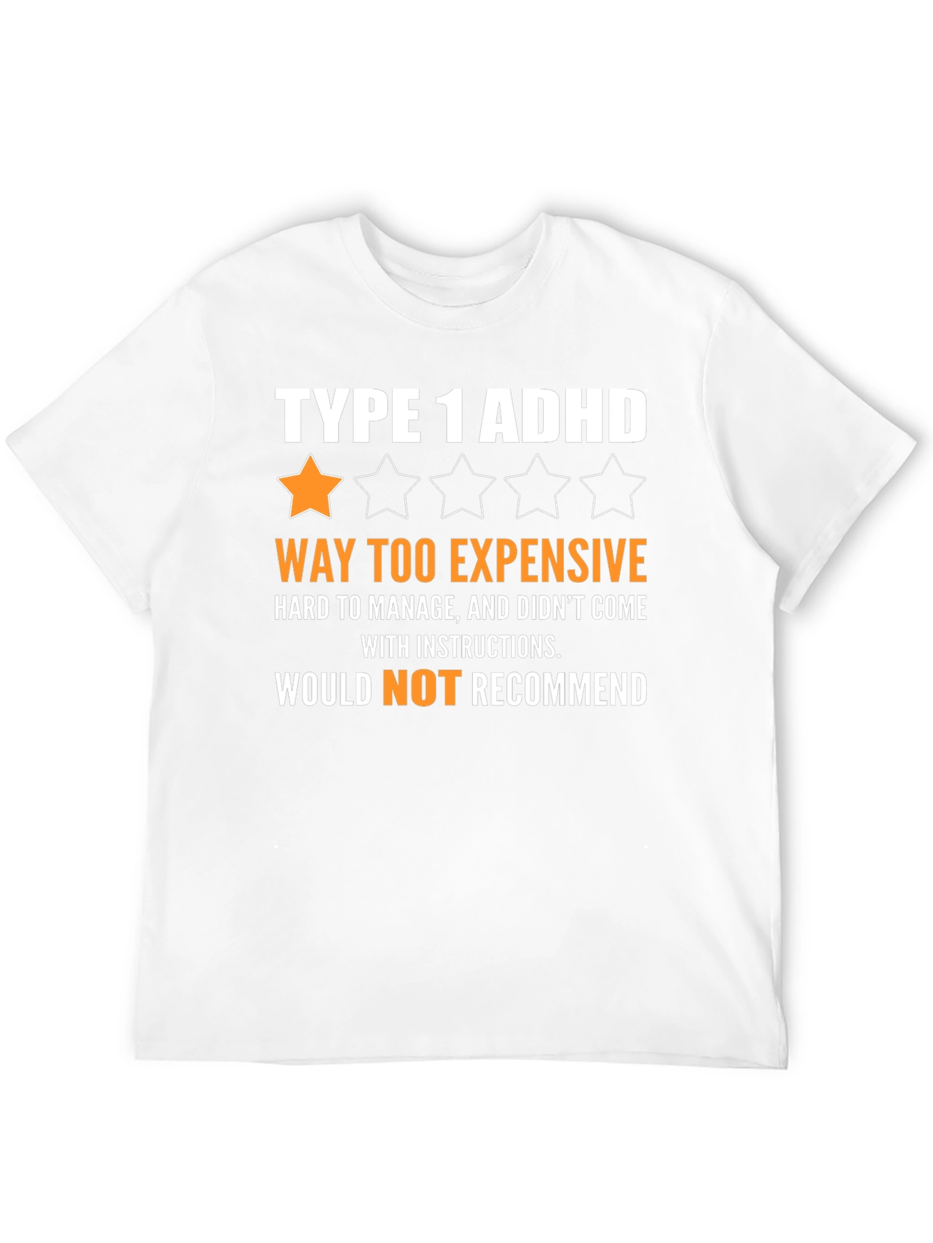 Black Type 1 ADHD Funny Graphic T-Shirt view 12