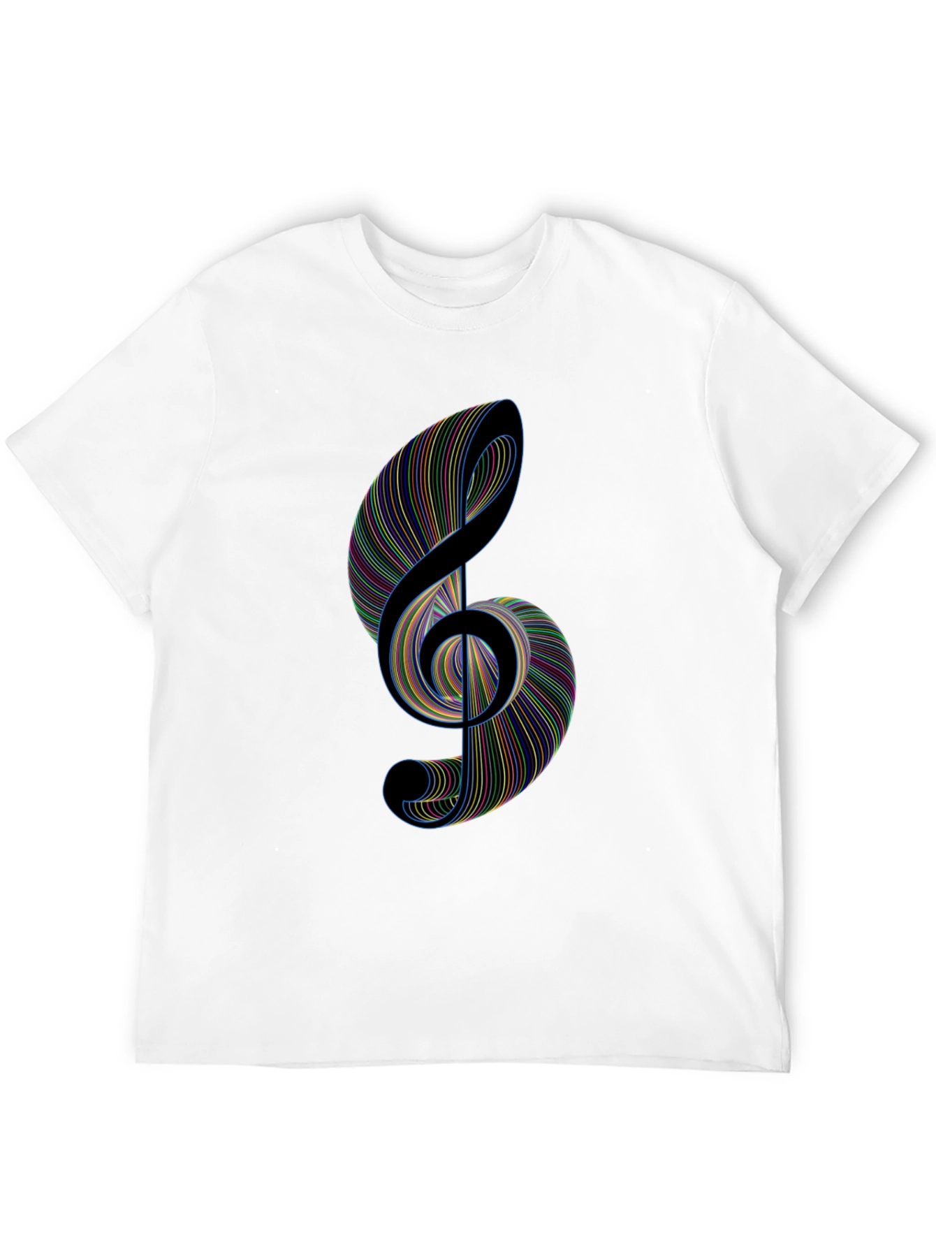 Black Treble Clef Music T-Shirt - Colorful Lines view 12