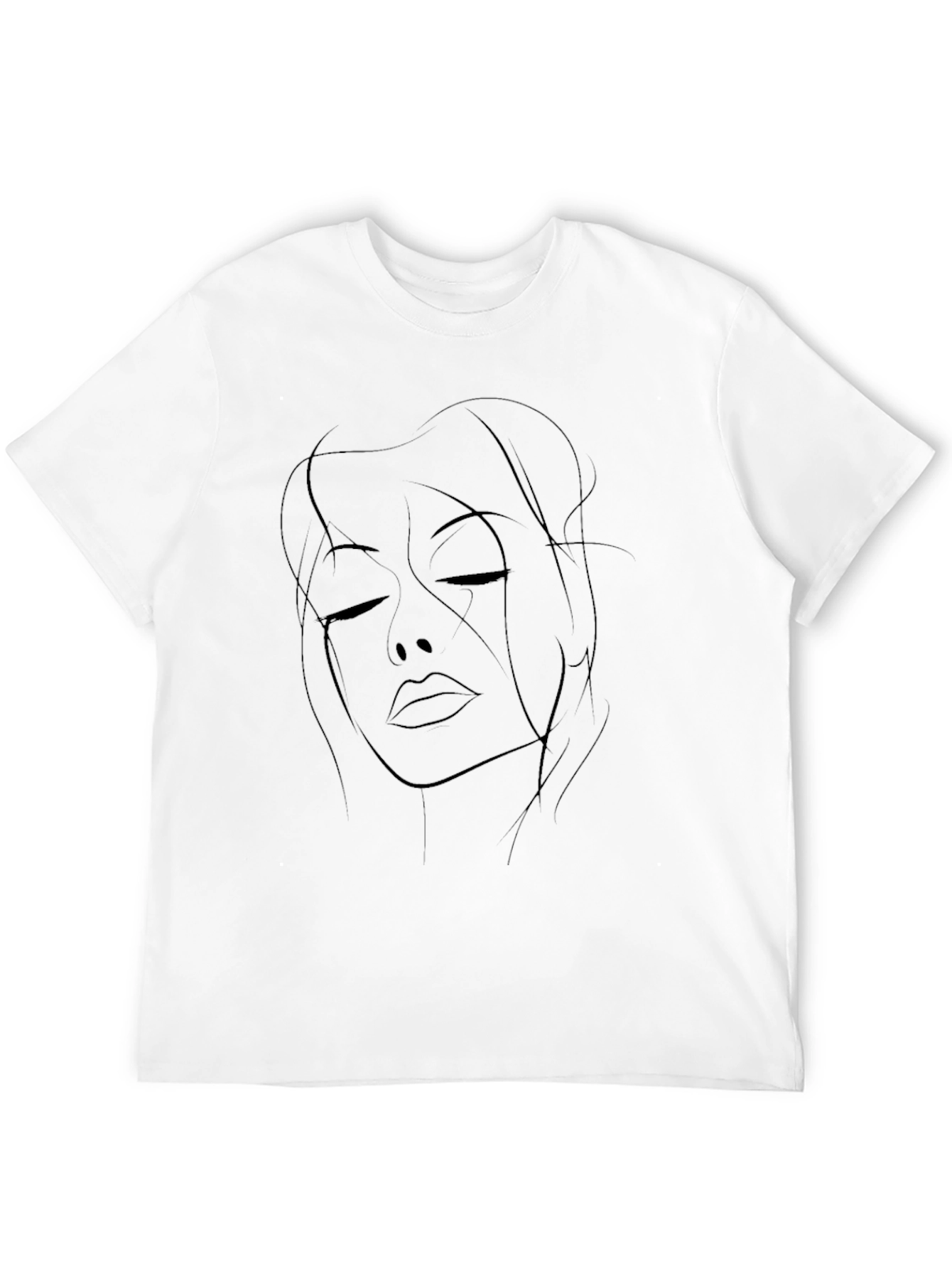 Black Minimalist Woman Face Line Art Graphic T-Shirt view 12