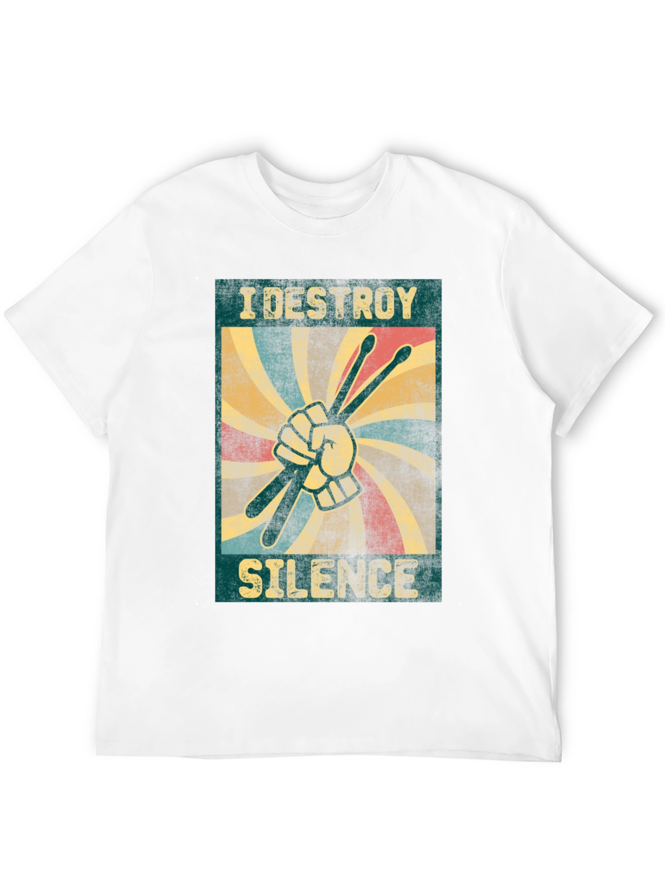 Black I Destroy Silence T-Shirt - Drummer Design view 12