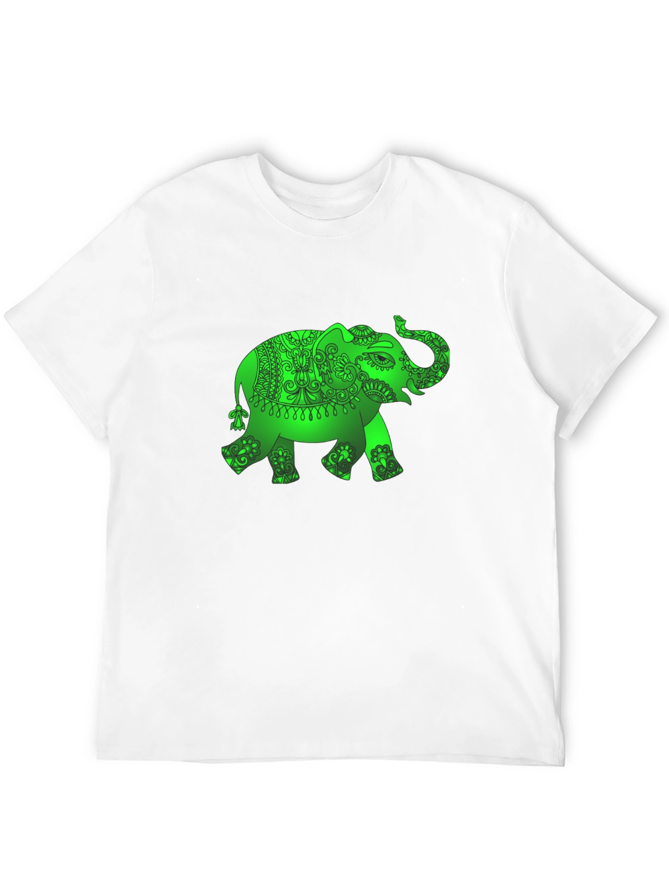 Black Green Elephant Graphic Black T-Shirt view 12