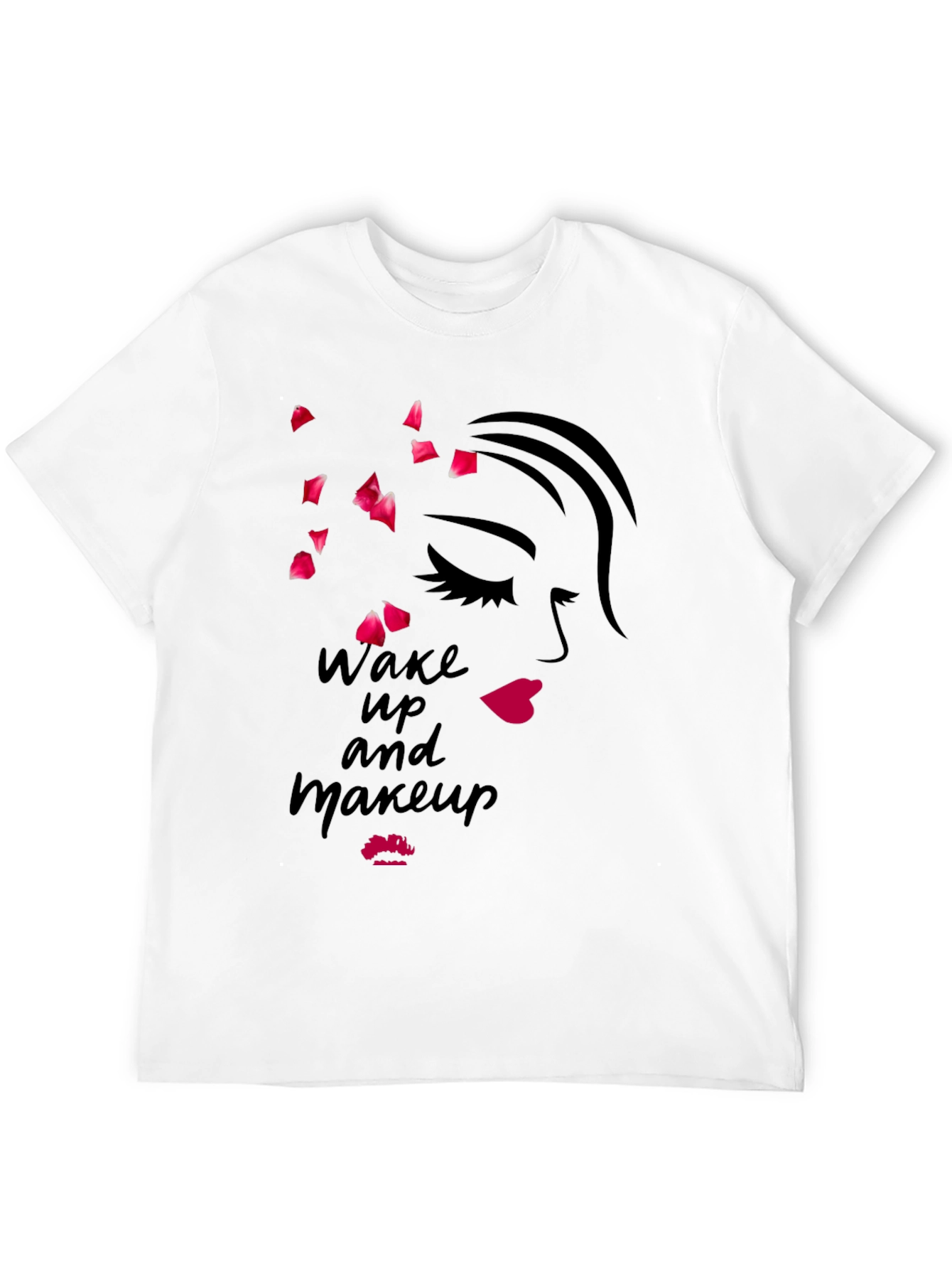 Black Wake Up and Makeup Black Graphic Tee view 12